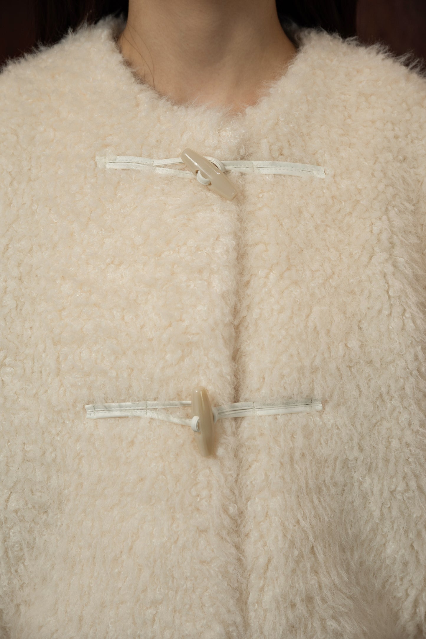 toggle button boa nocollar coat