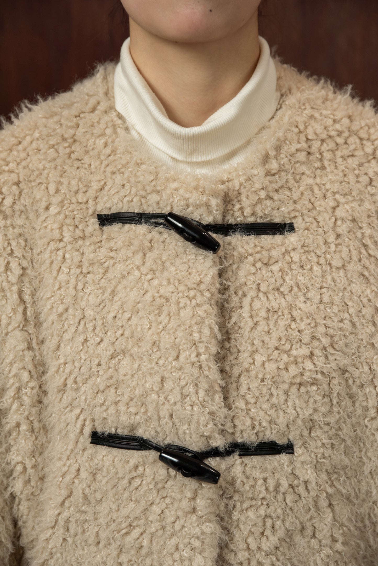 toggle button boa nocollar coat