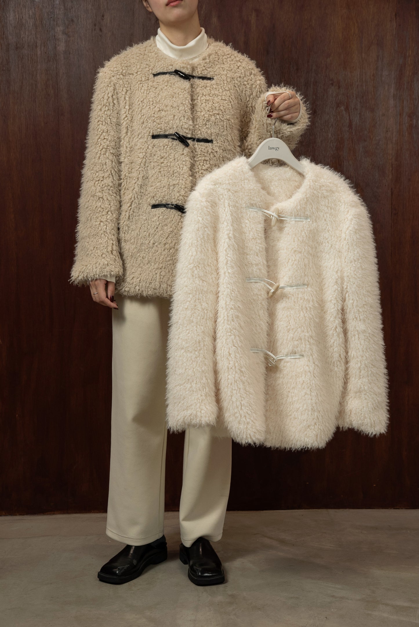 toggle button boa nocollar coat