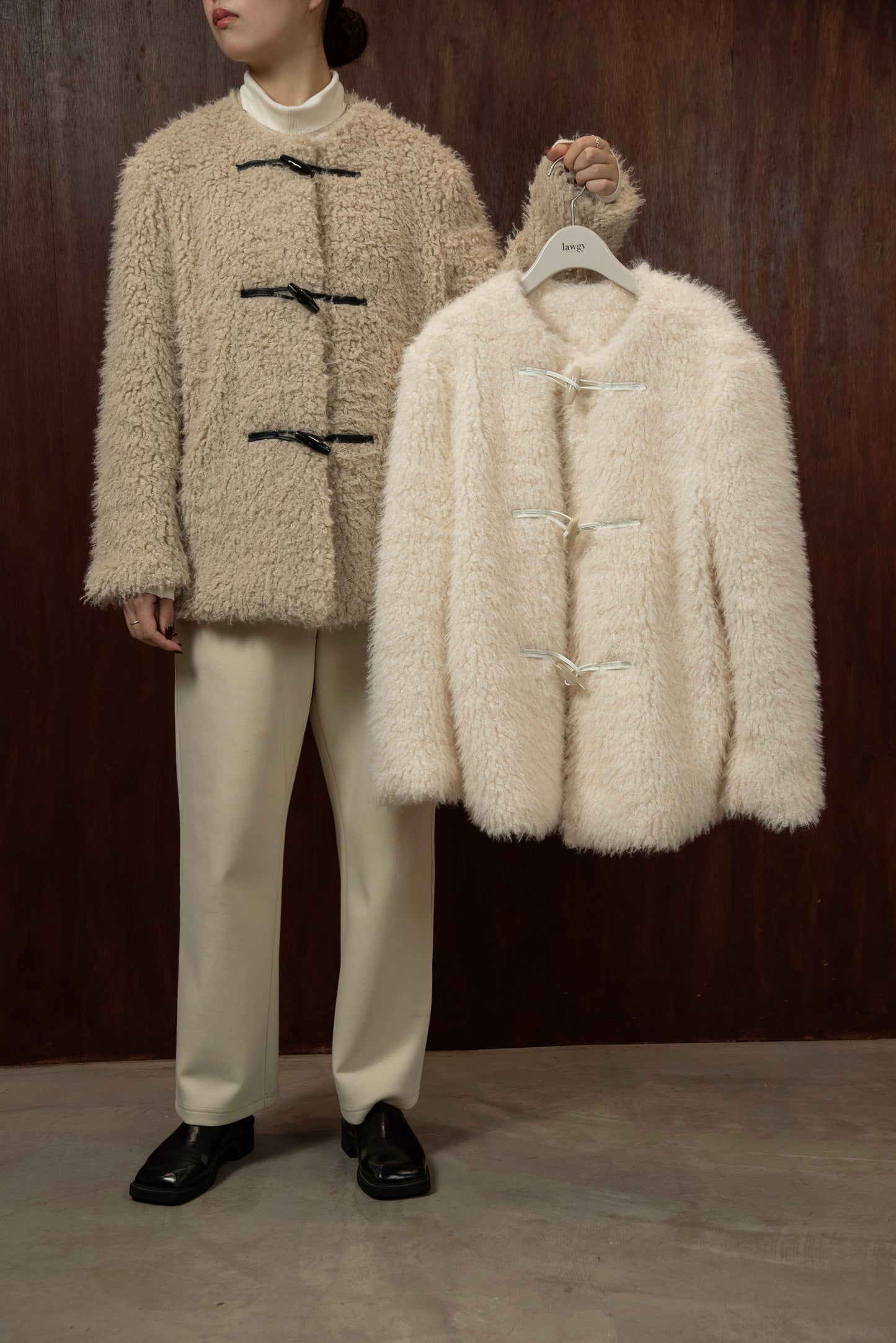 toggle button boa nocollar coat