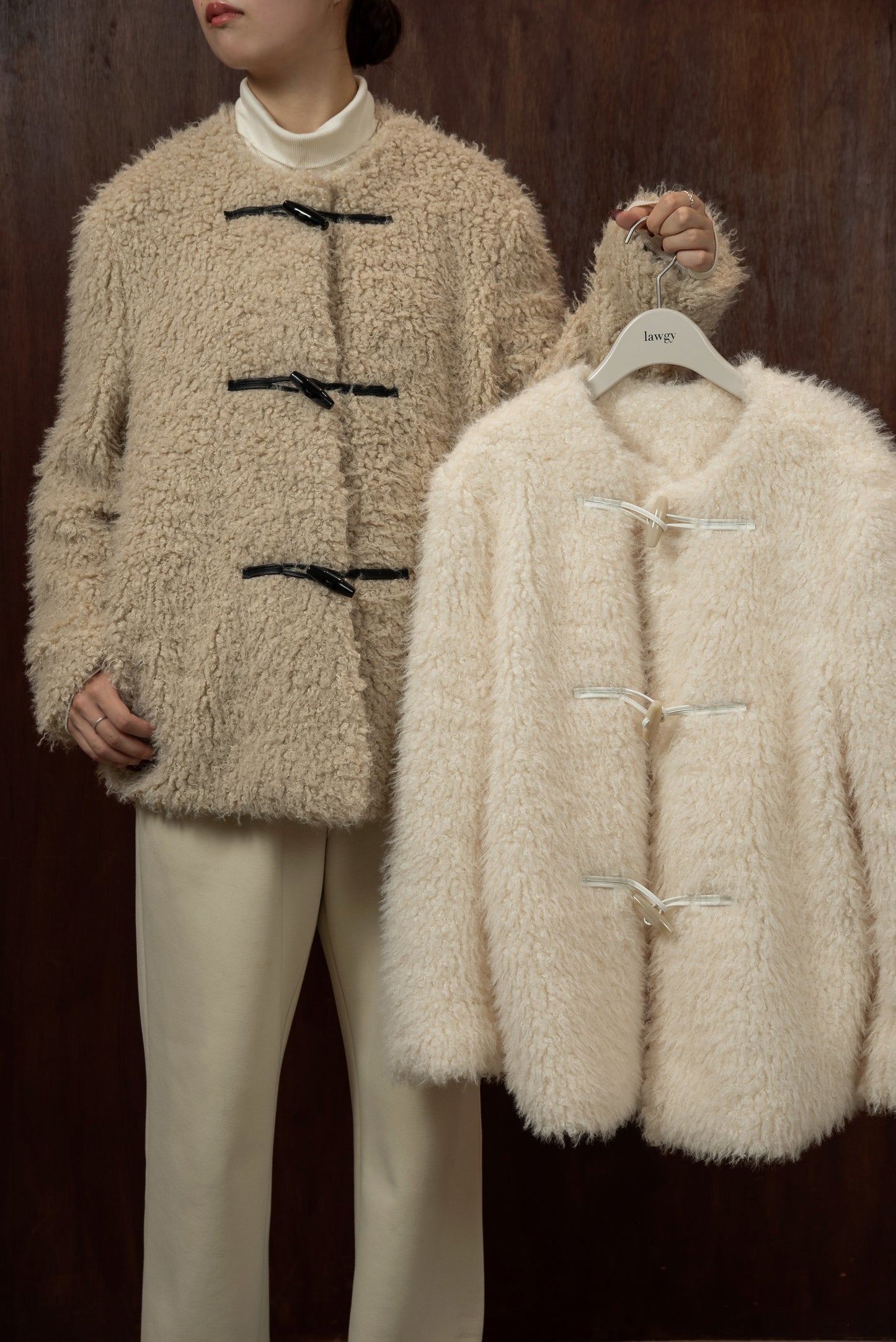 toggle button boa nocollar coat