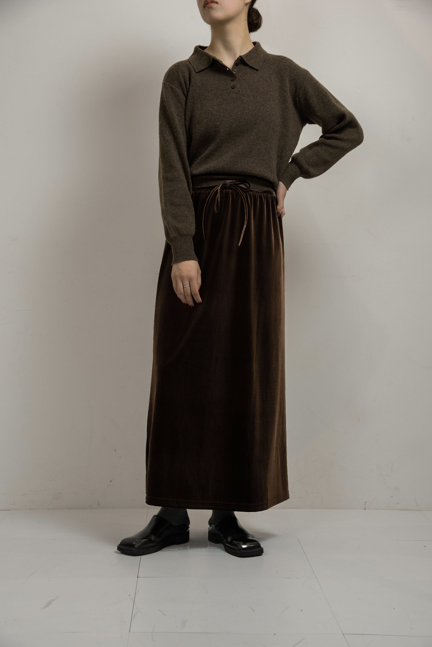 brushed ribbon tight skirt