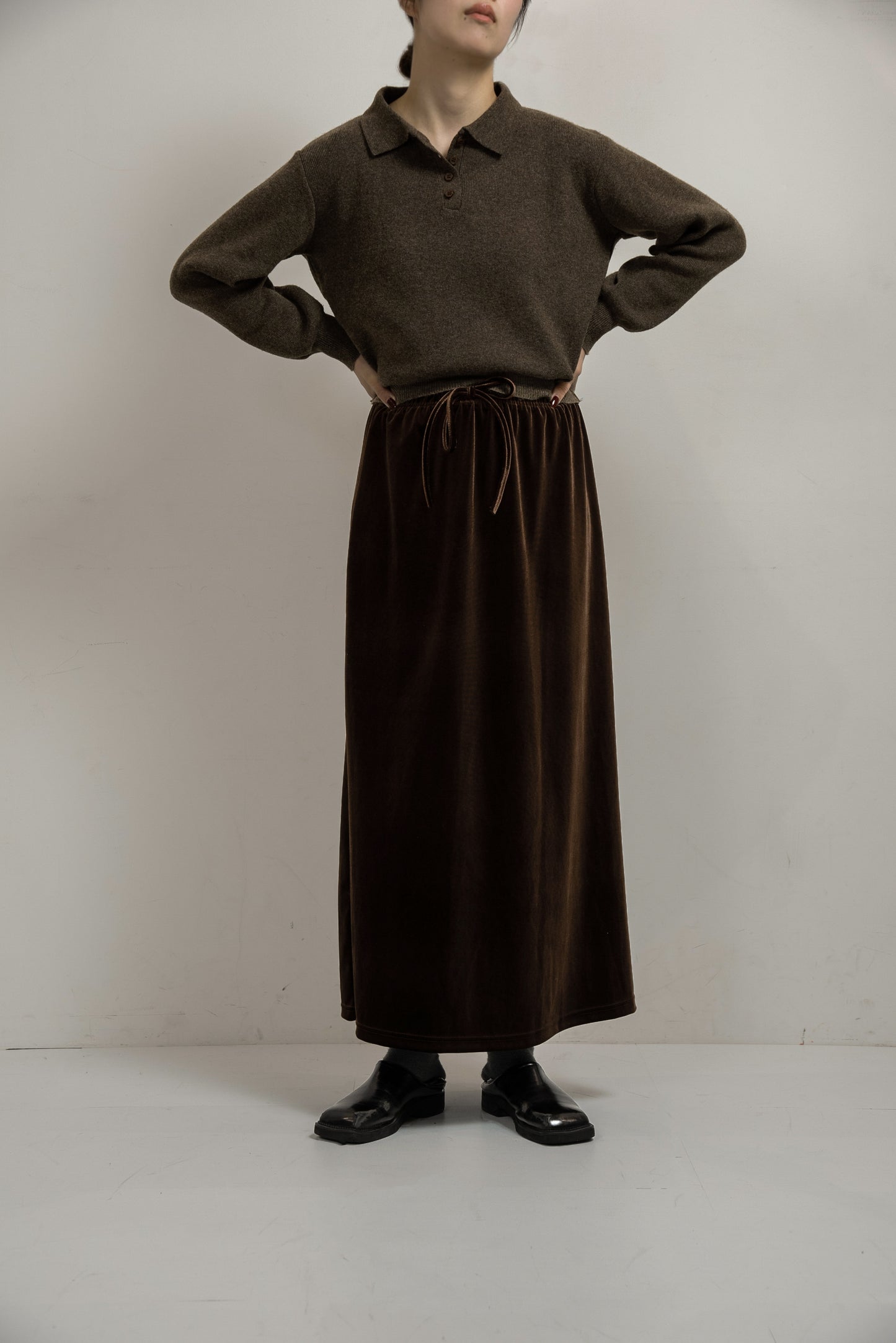 brushed ribbon tight skirt