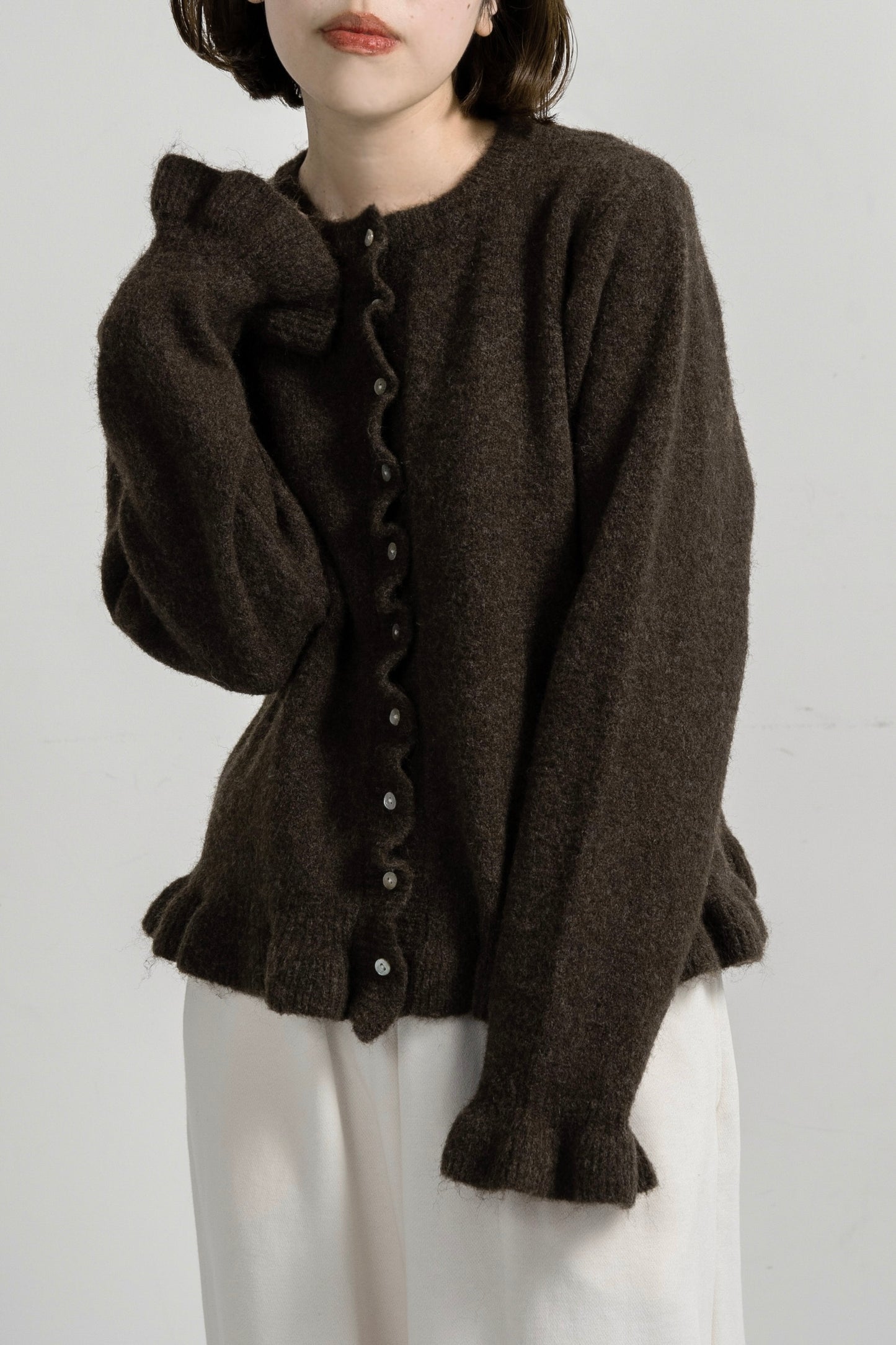 frill cuffs flare cardigan