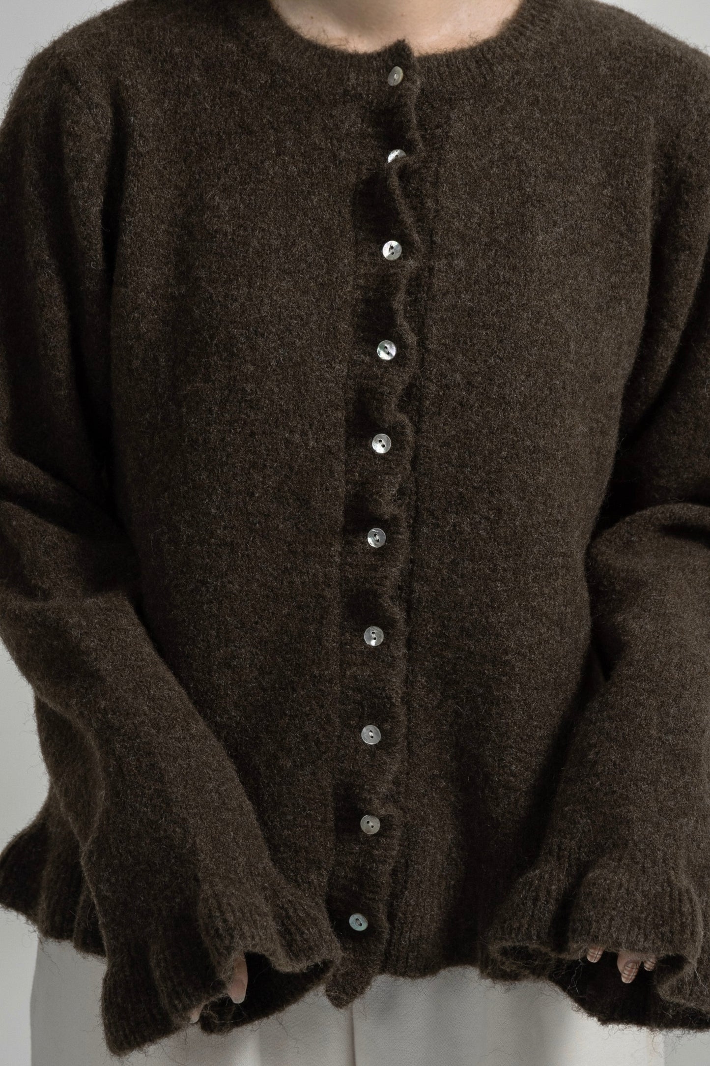 frill cuffs flare cardigan