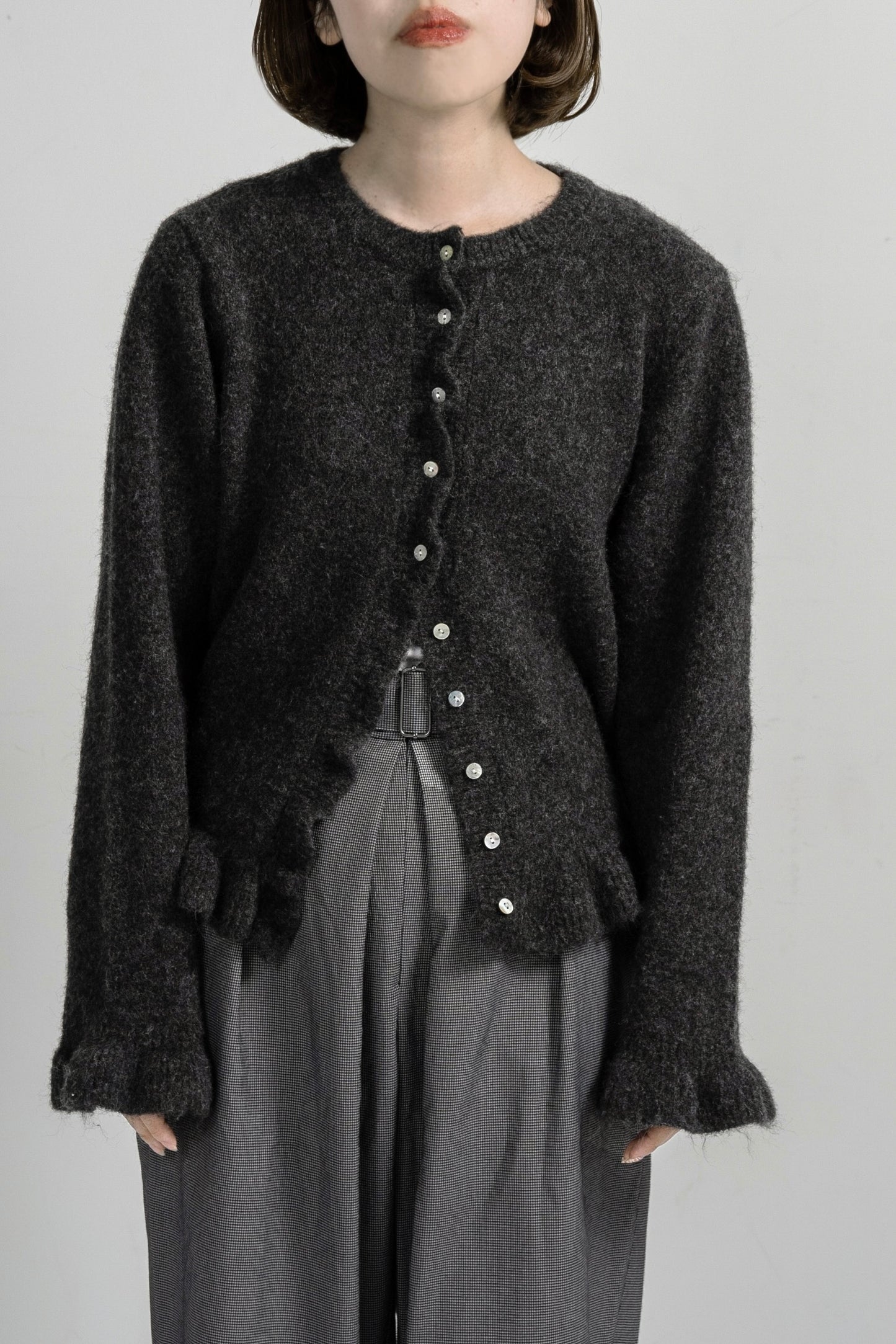 frill cuffs flare cardigan