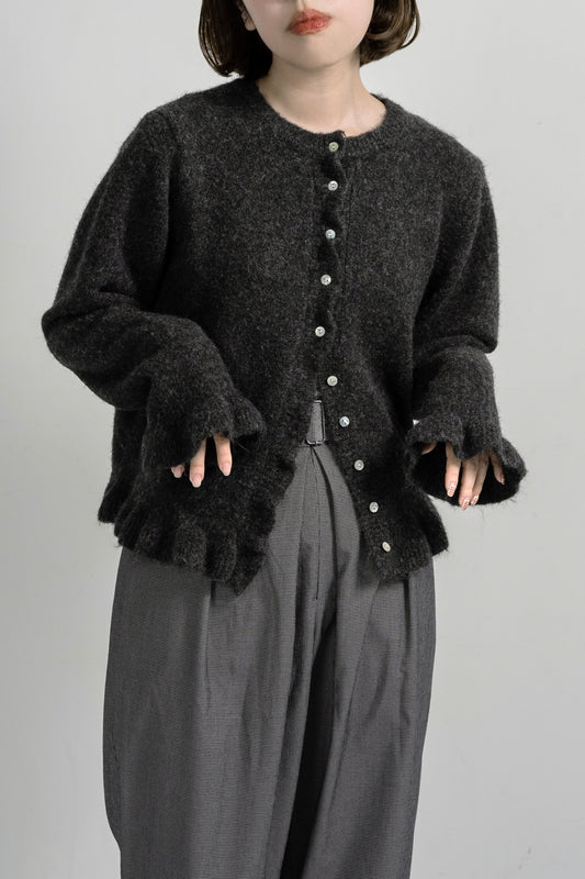 frill cuffs flare cardigan