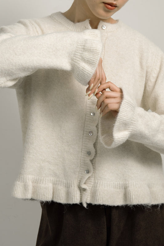 frill cuffs flare cardigan