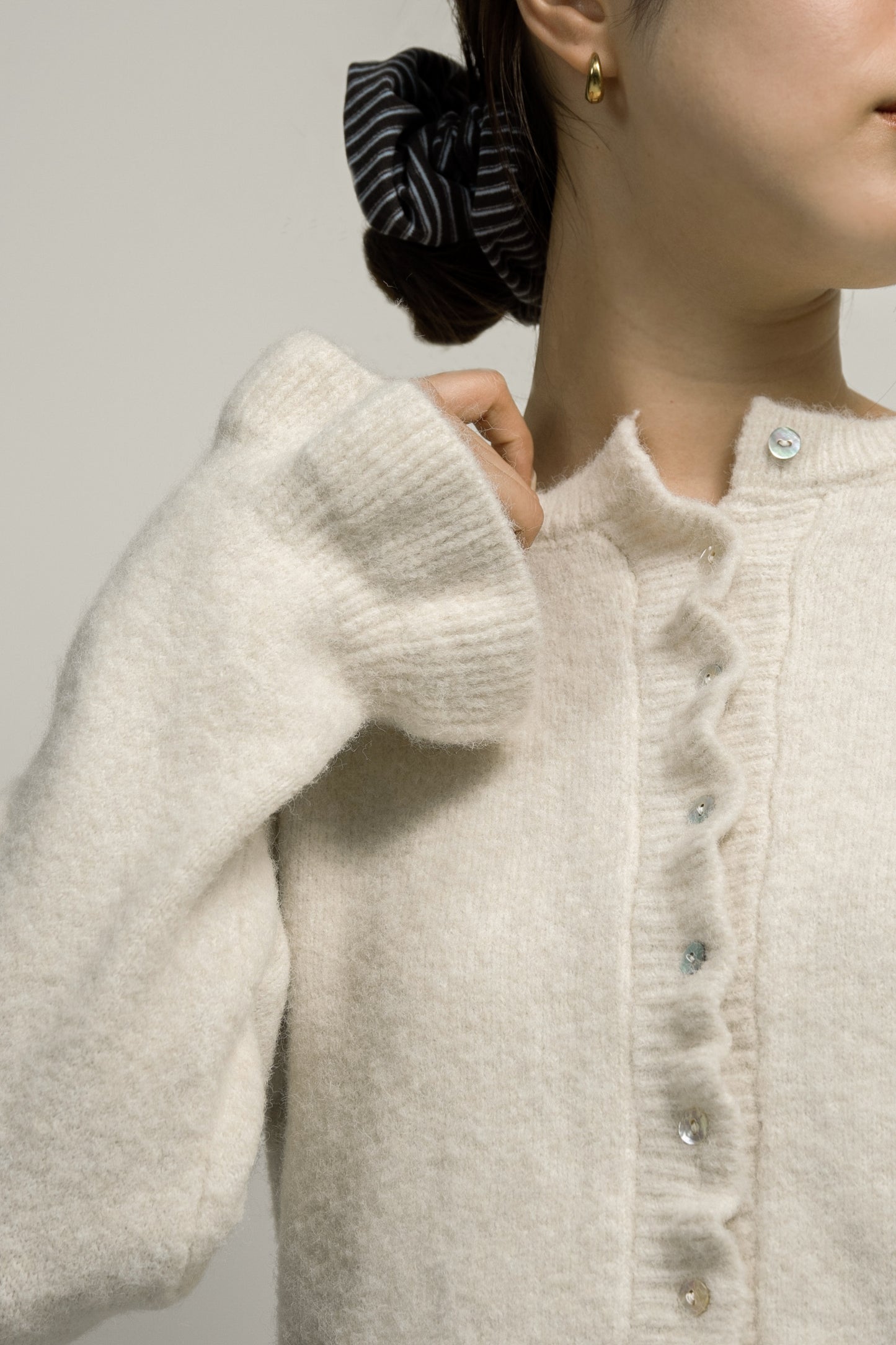 frill cuffs flare cardigan