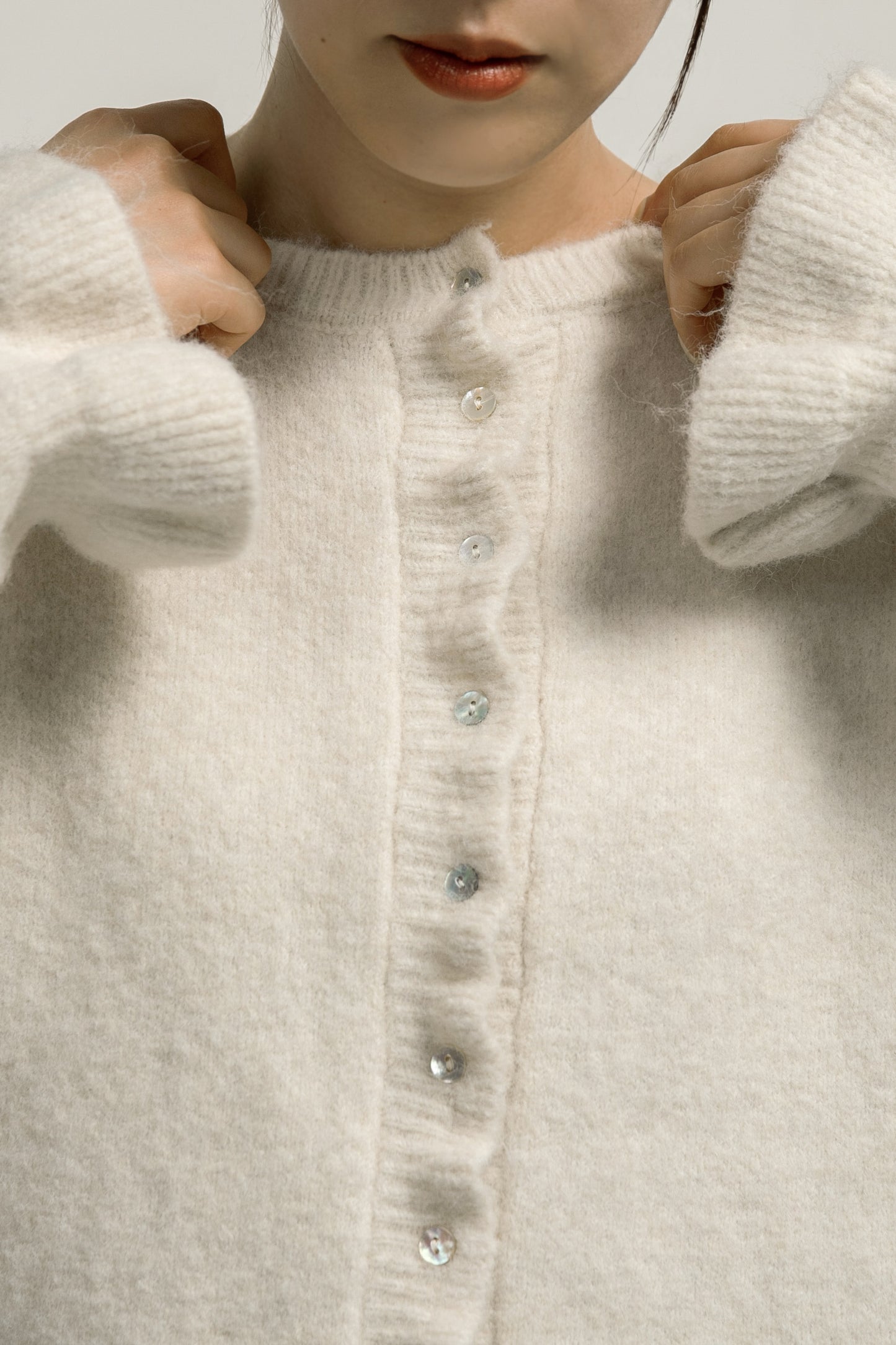 frill cuffs flare cardigan