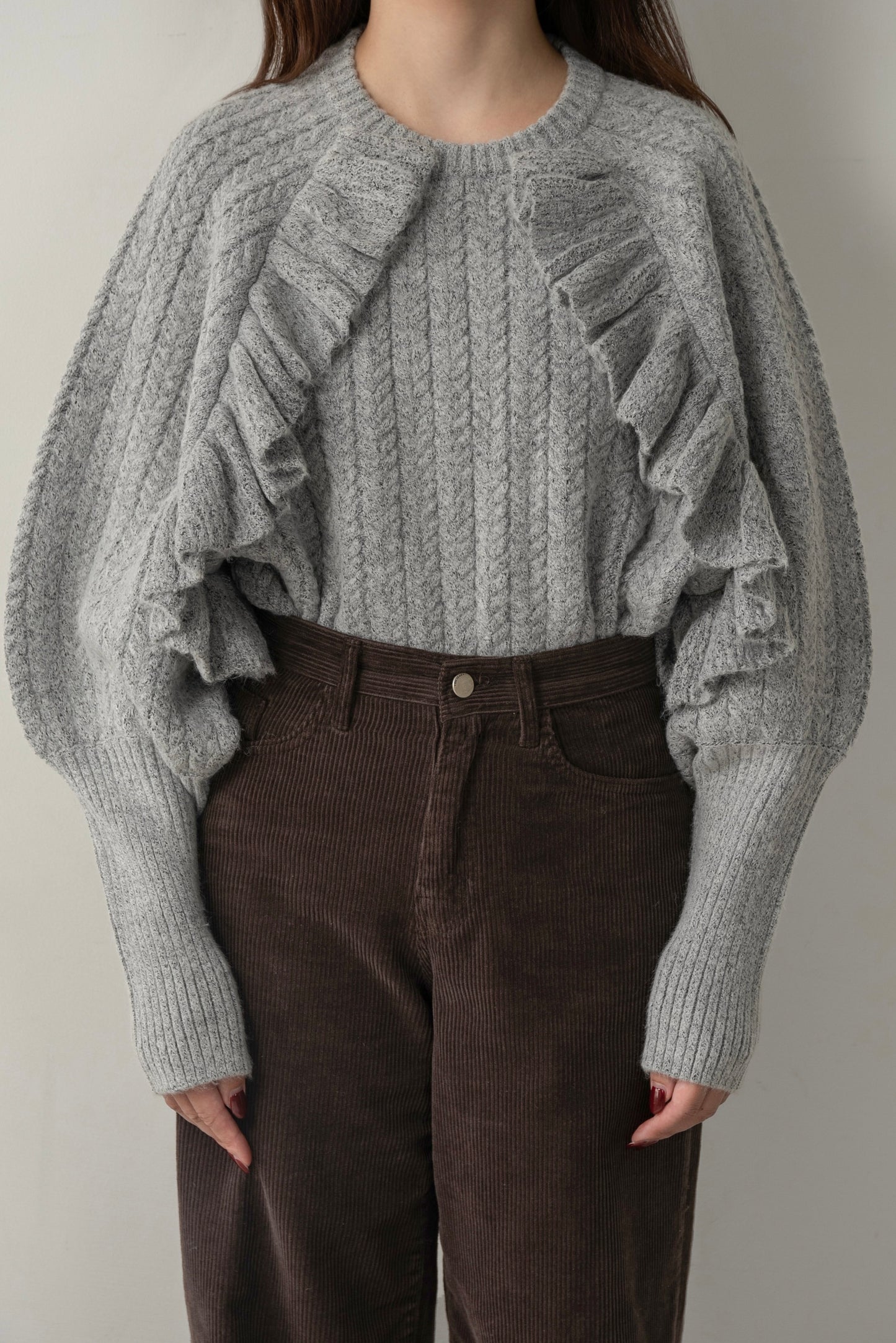 cable frill raglan sleeve knit