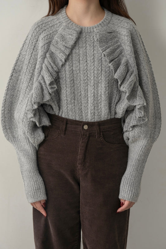 cable frill raglan sleeve knit