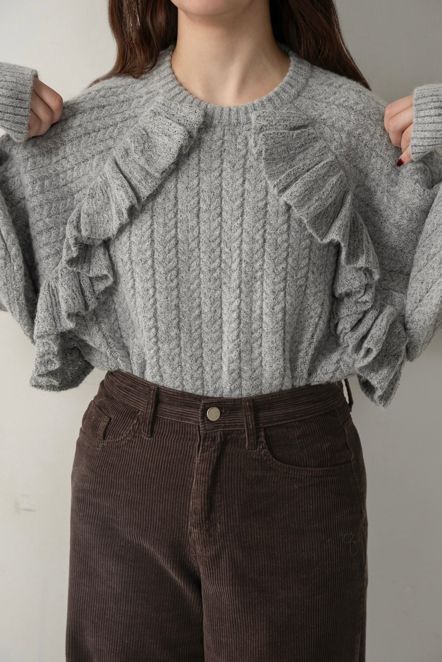 cable frill raglan sleeve knit