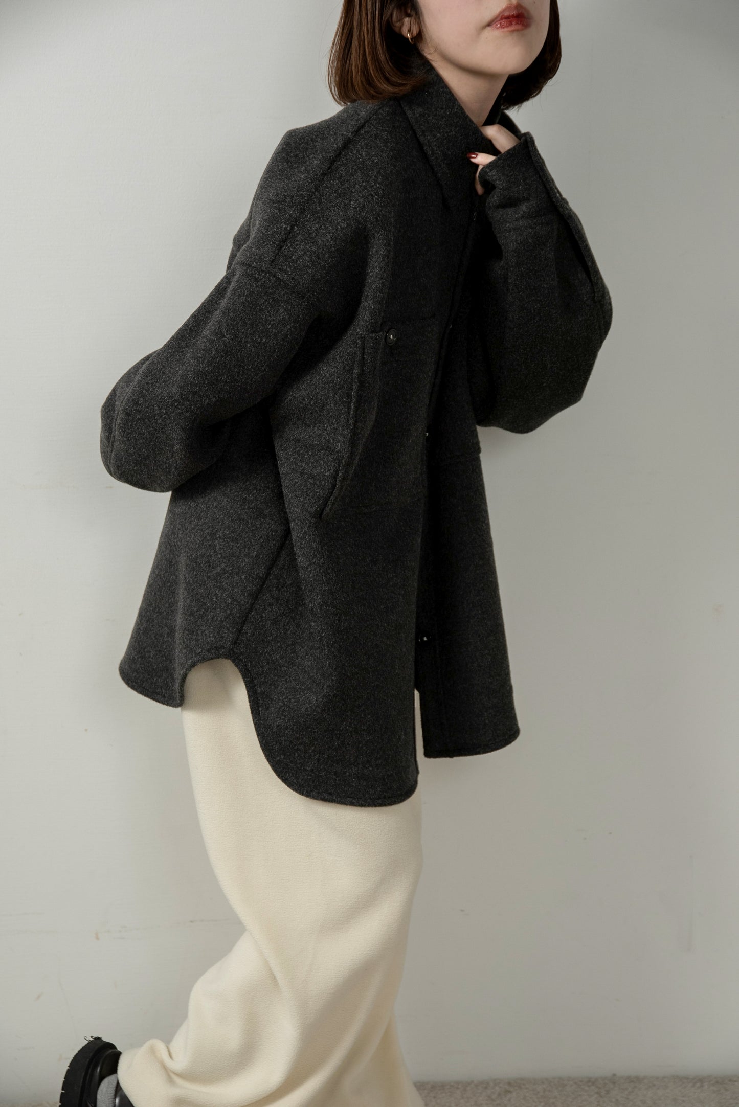 embroidery big pocket shirt like coat