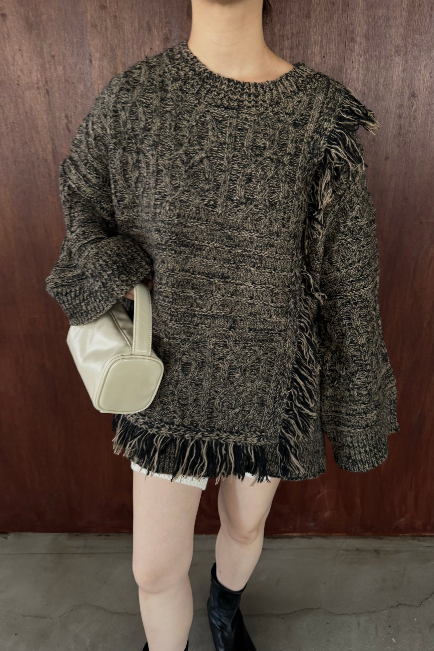 mix fringe melange volume knit