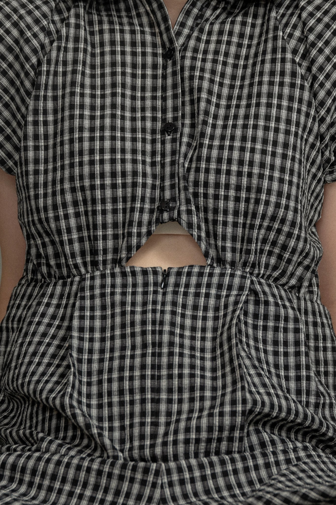 check mini puff sleeve allinone