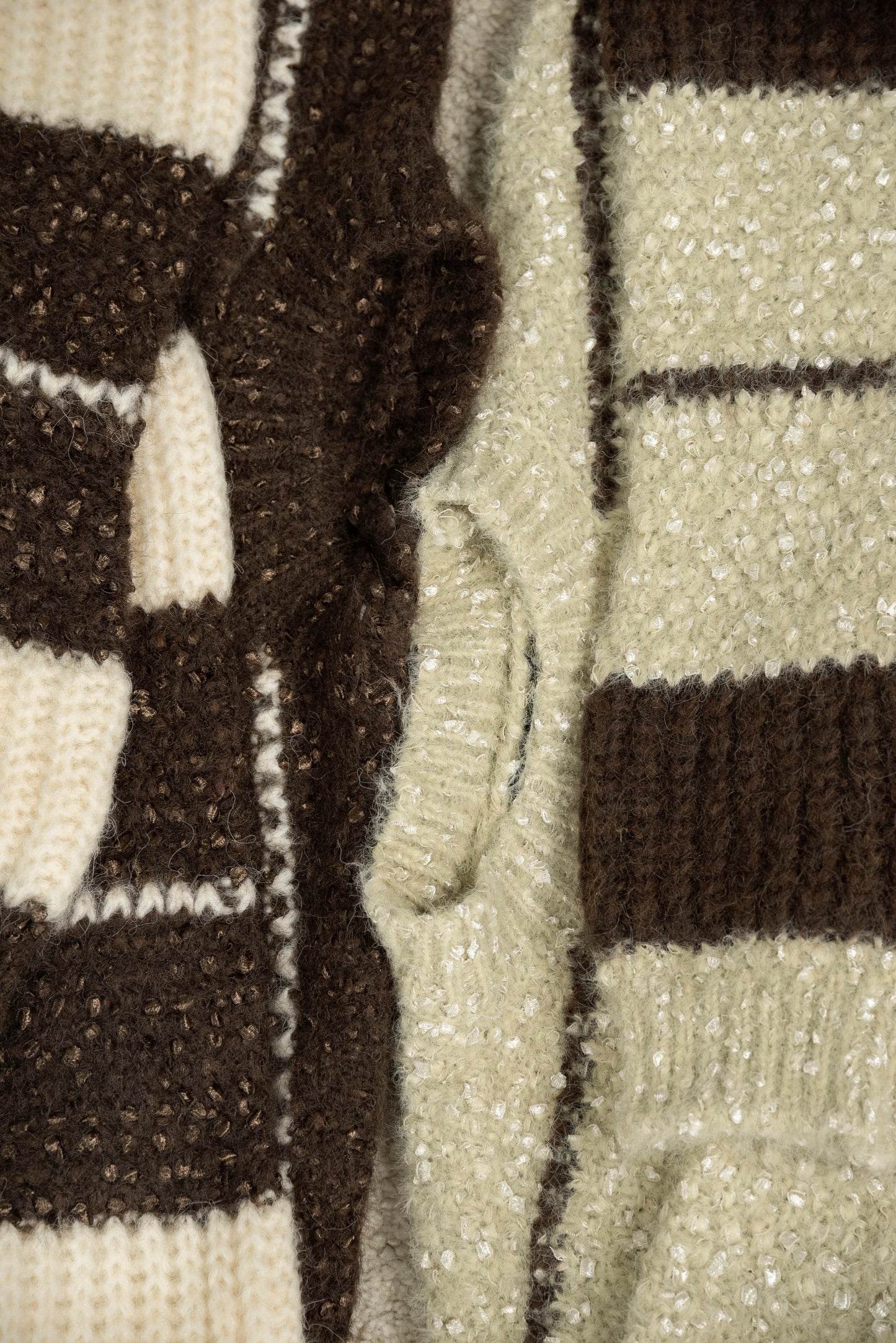 drop shoulder mix random border knit