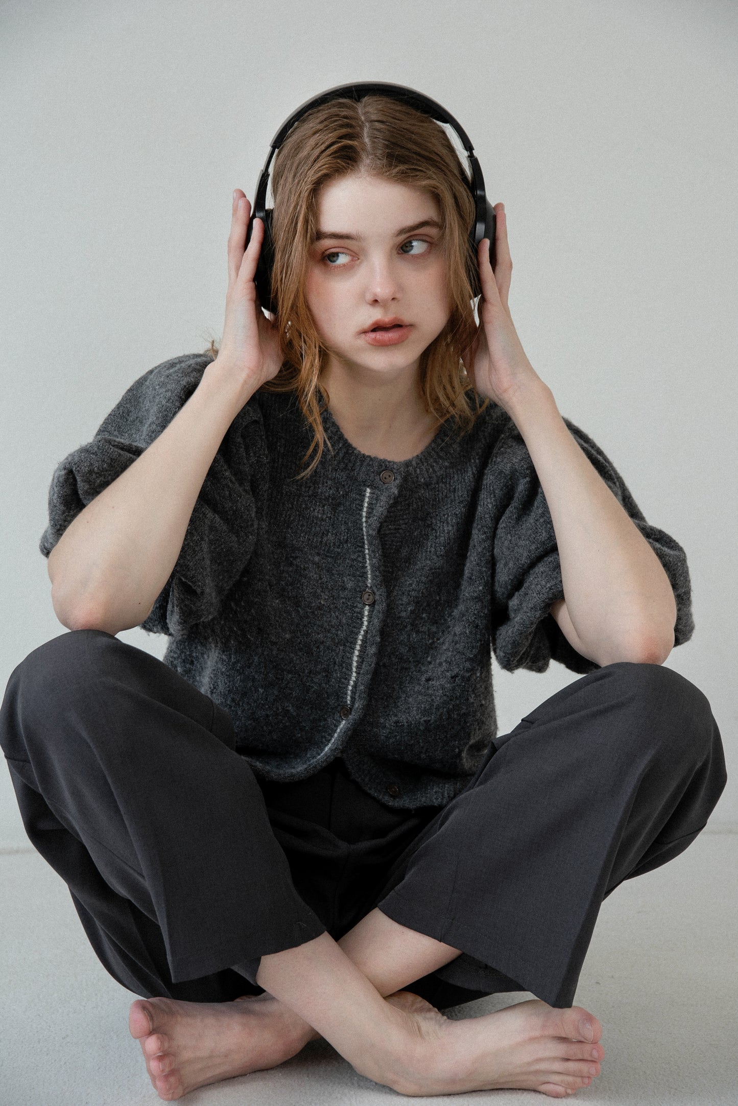 front curl line puff sleeve tops