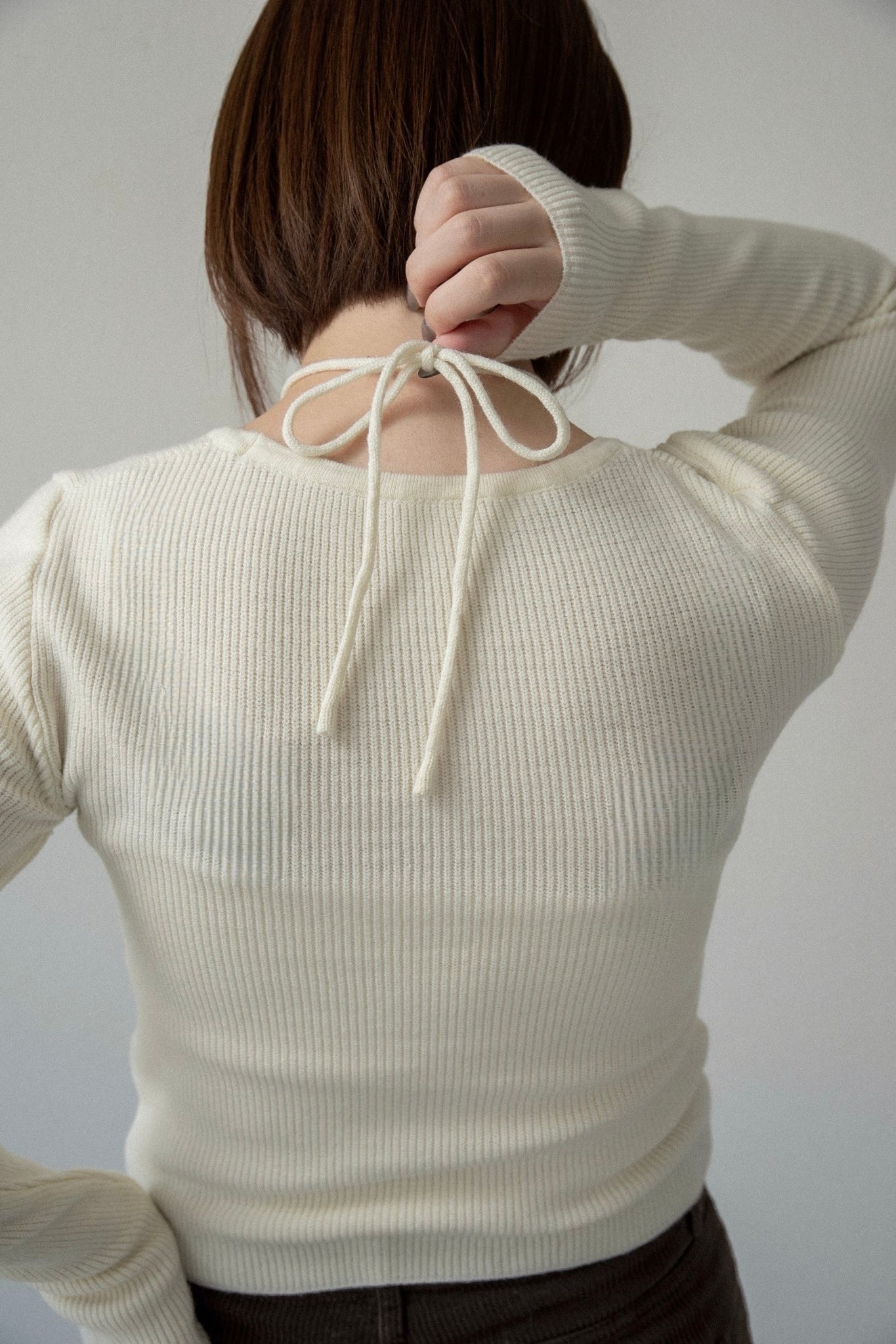 halter neck strap layer like knit