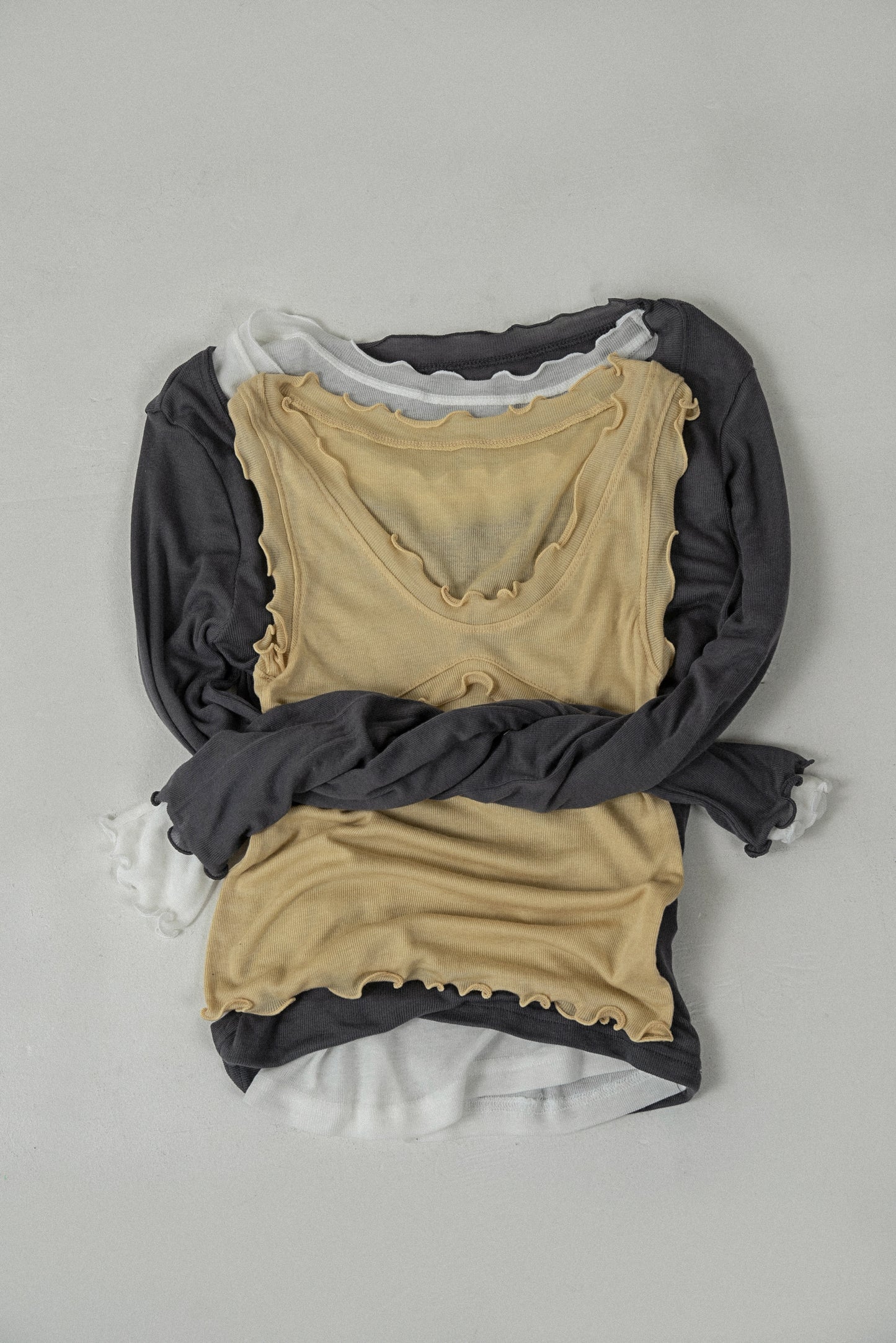 scoop neck mellow trim long sleeve t