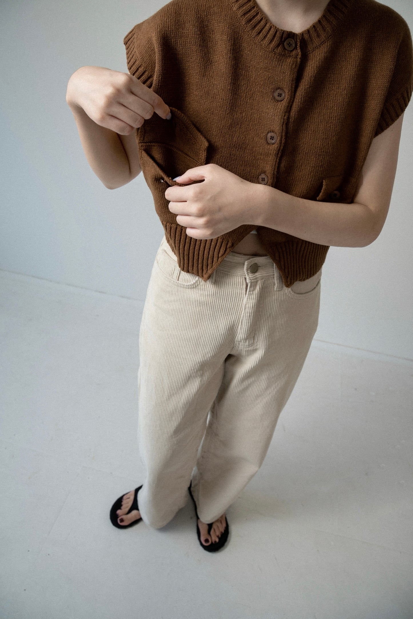 flap pocket effortless knit vest