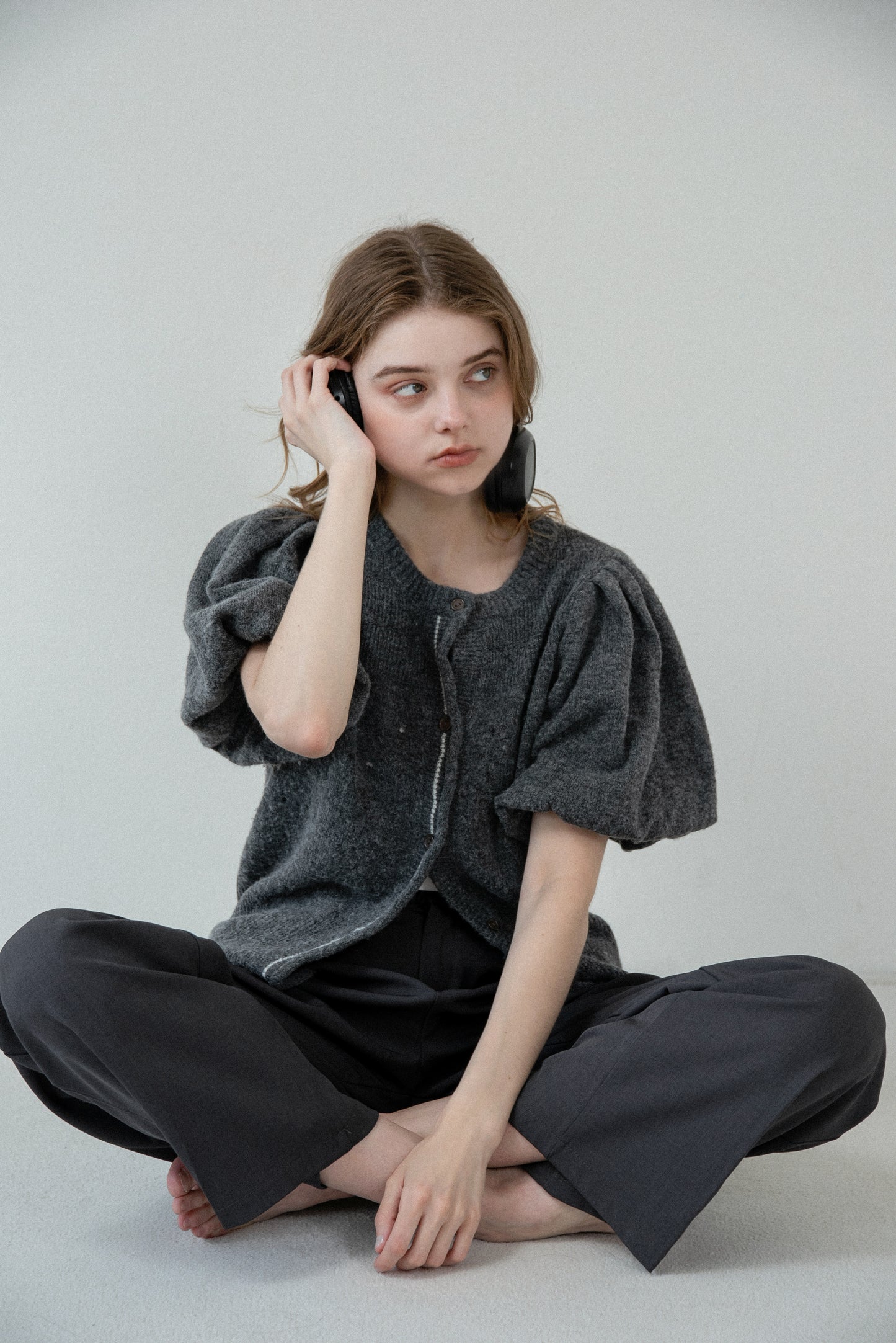 front curl line puff sleeve tops