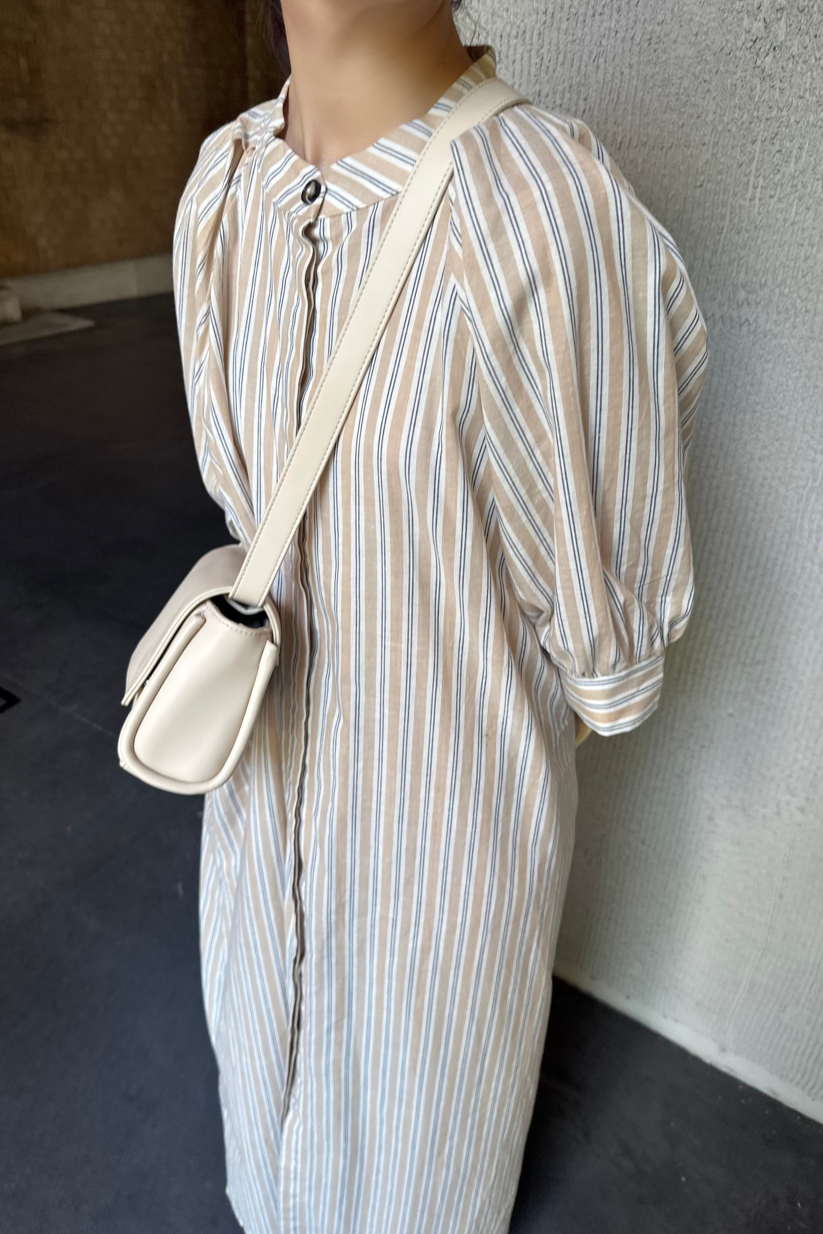 stripe shoulder tuck shirt ops – eim online（エイム オンライン）