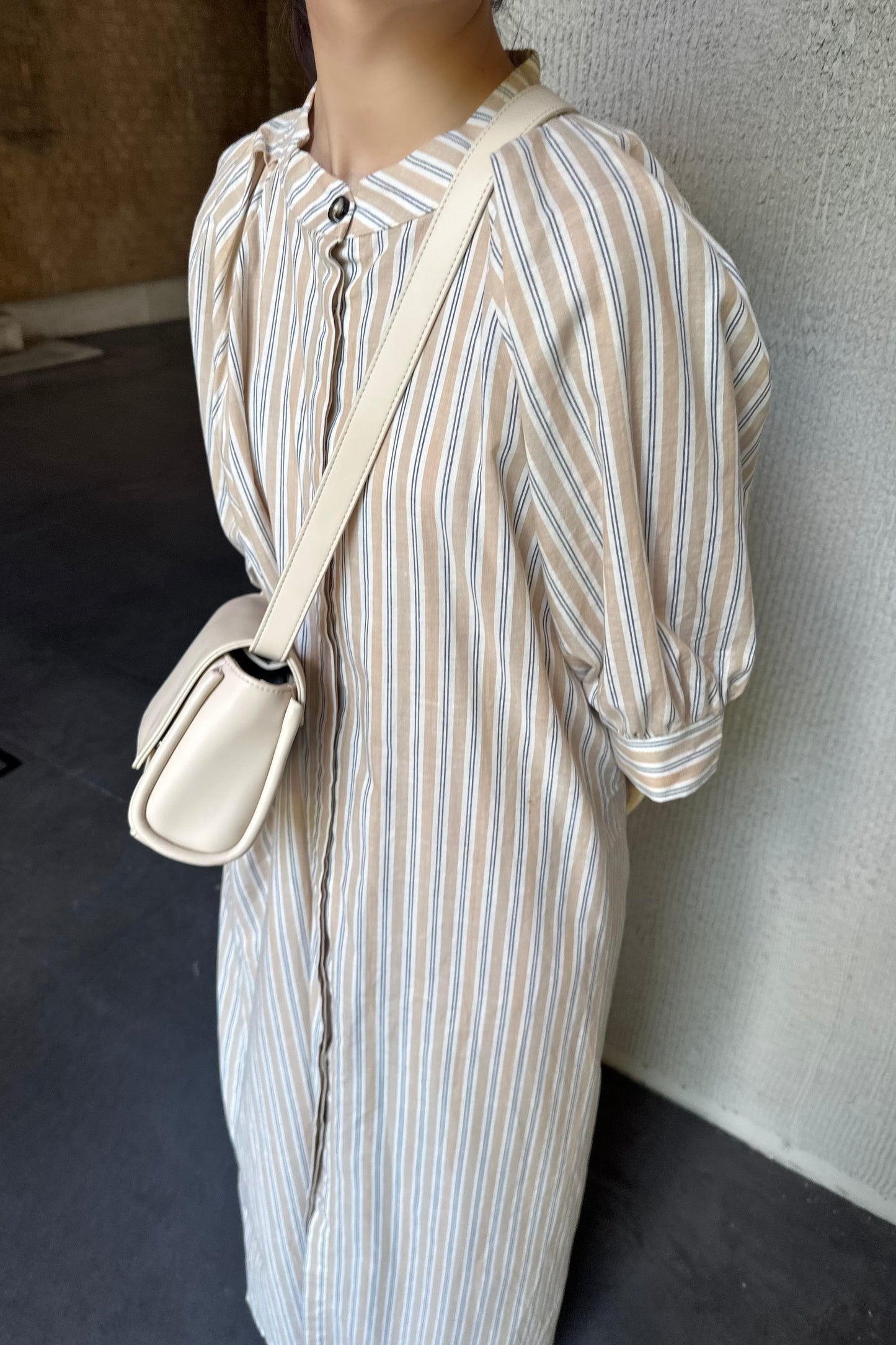 stripe shoulder tuck shirt ops