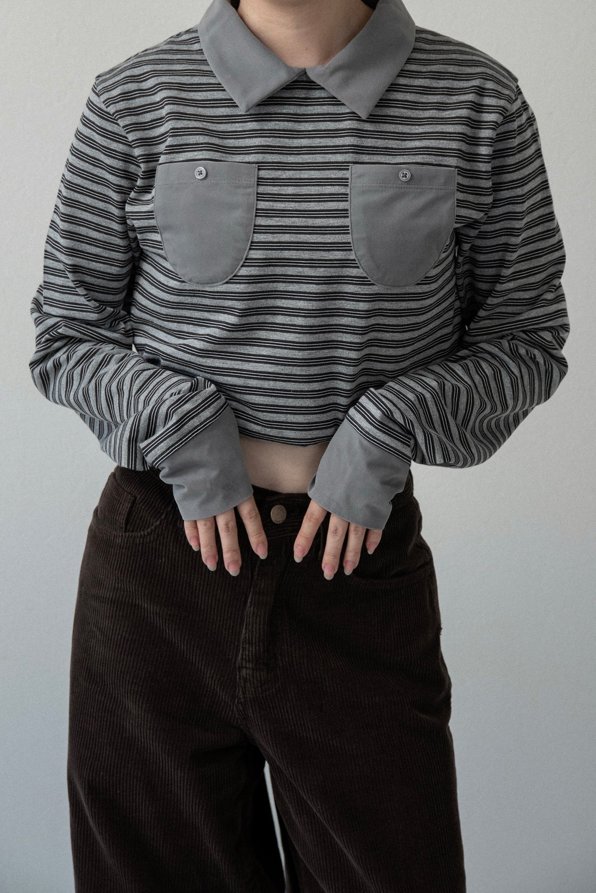 pocket button combination material border tops