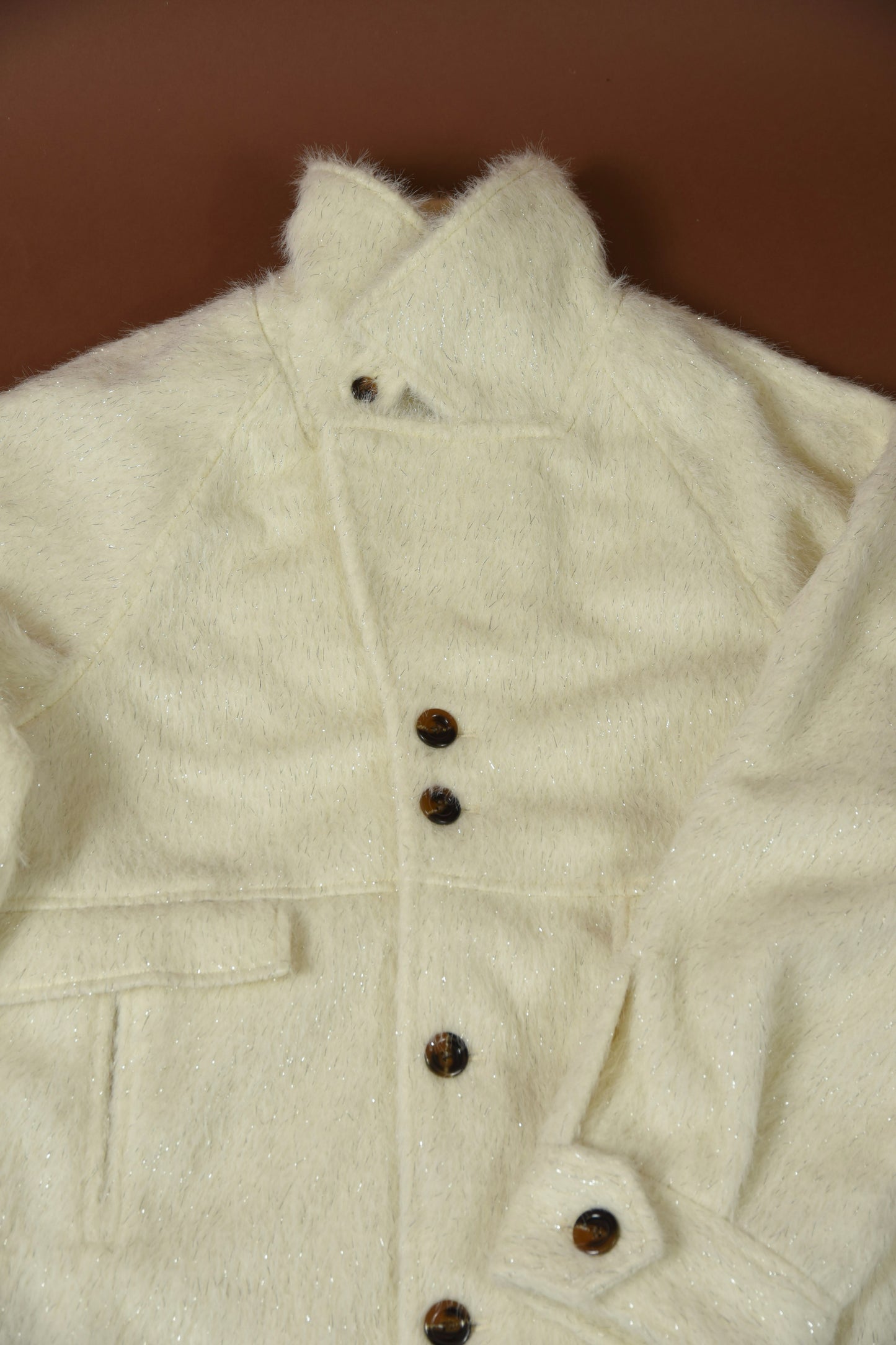 2way shaggy random button coat