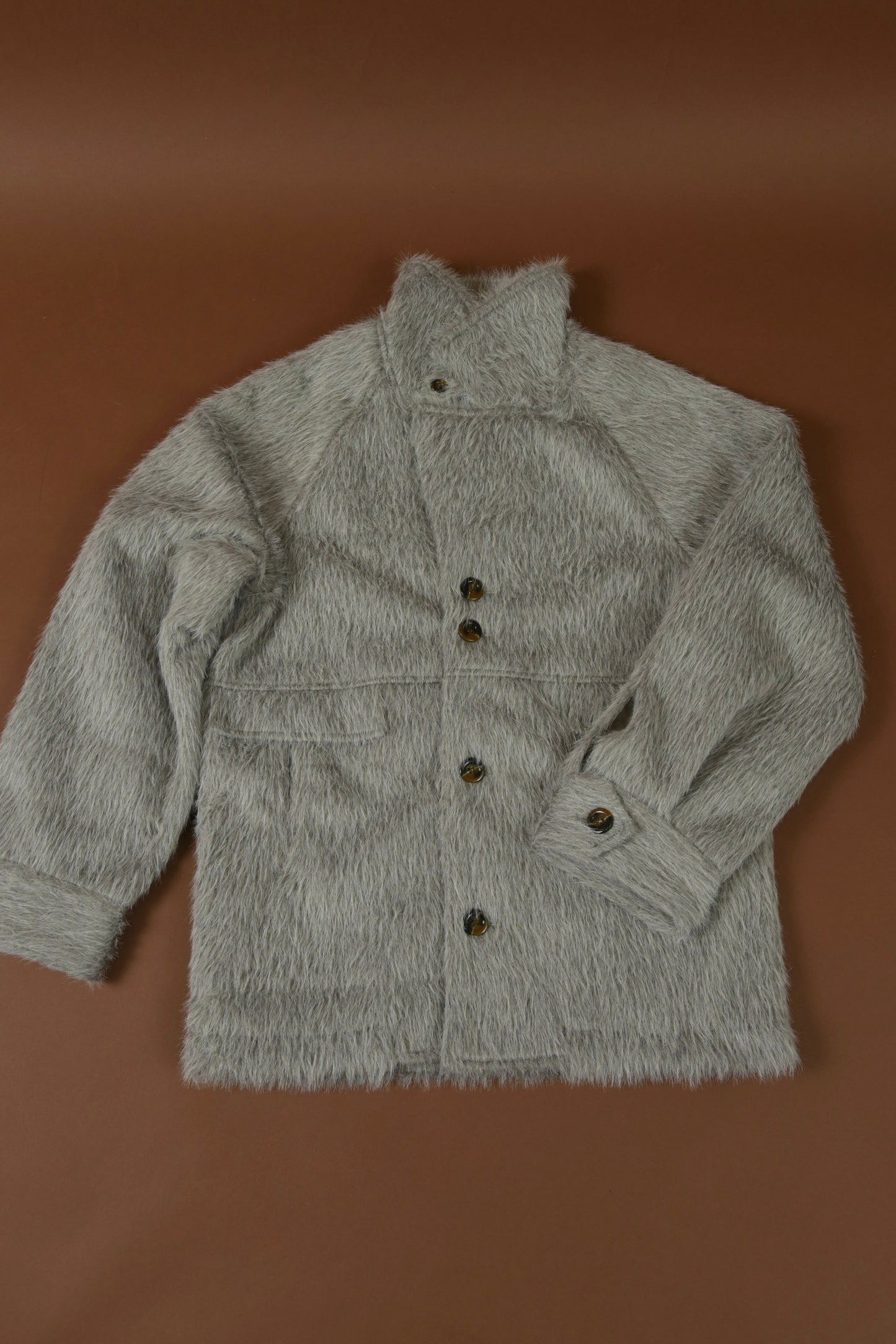 2way shaggy random button coat