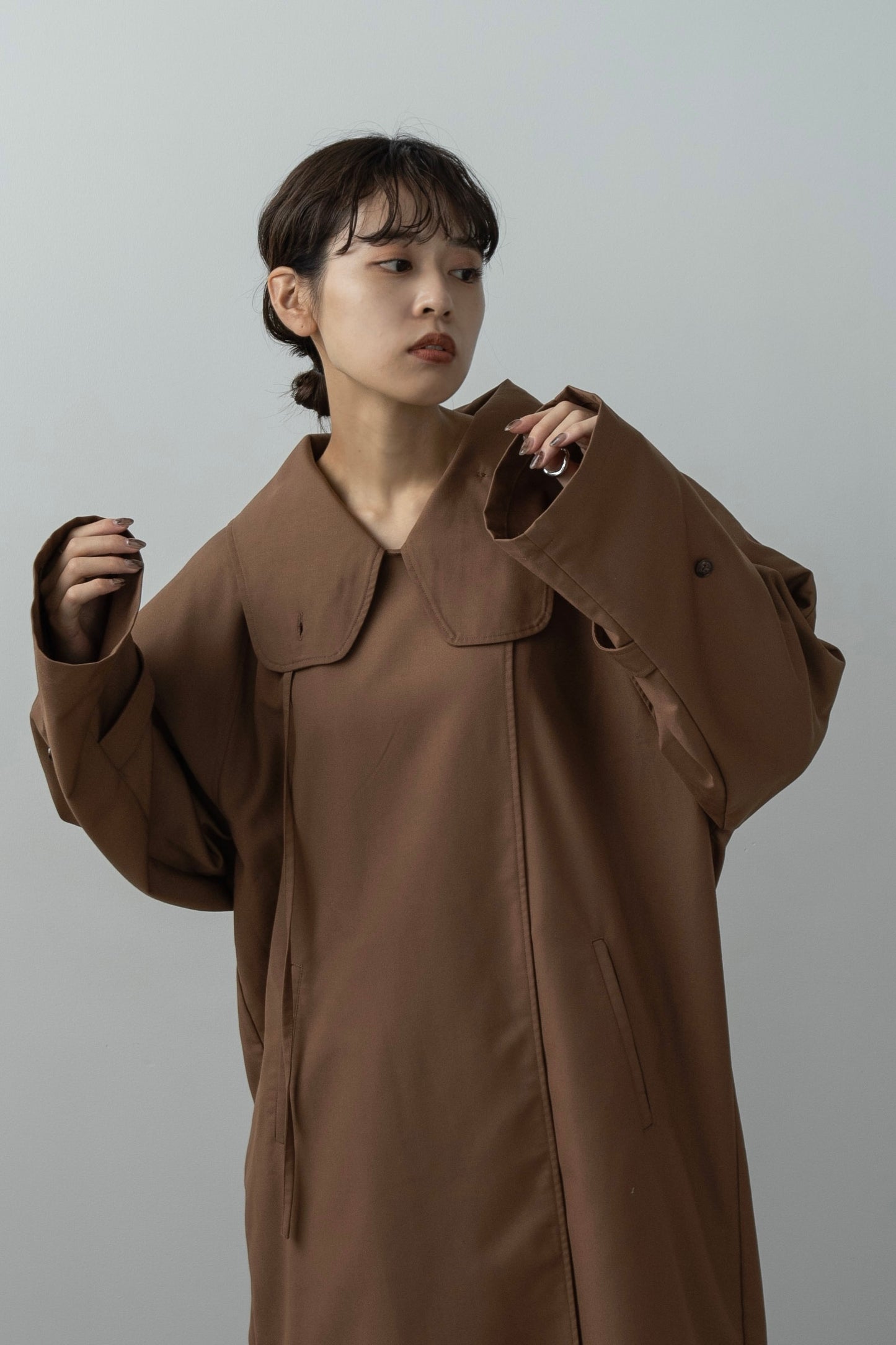 arrange square collar trench coat