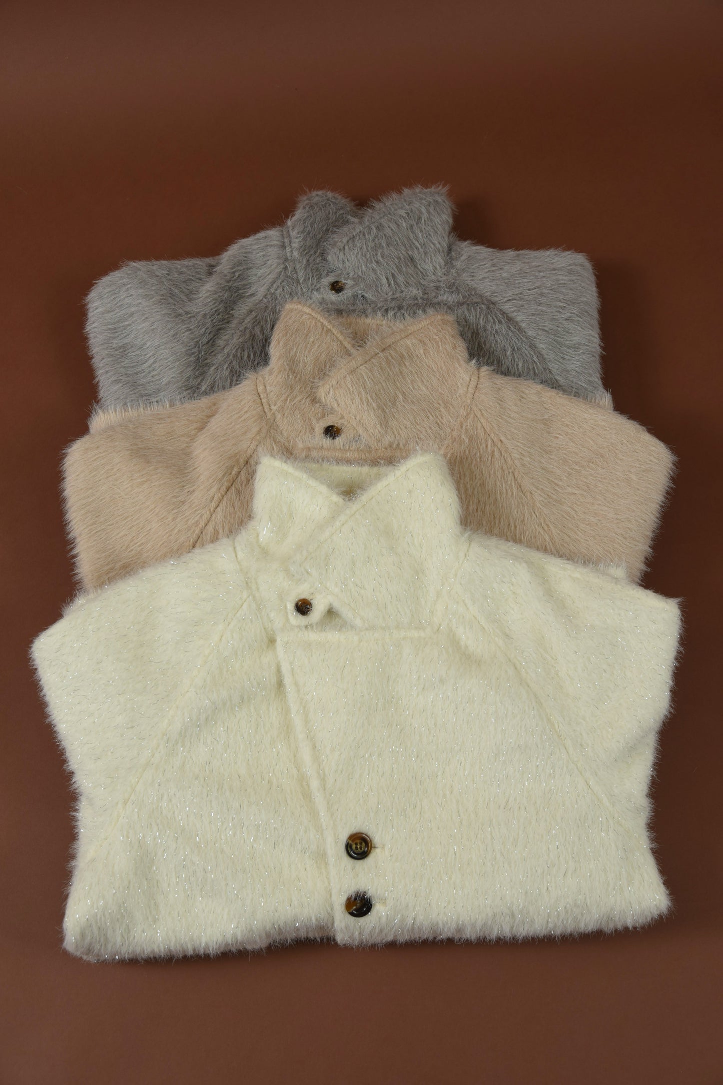 2way shaggy random button coat