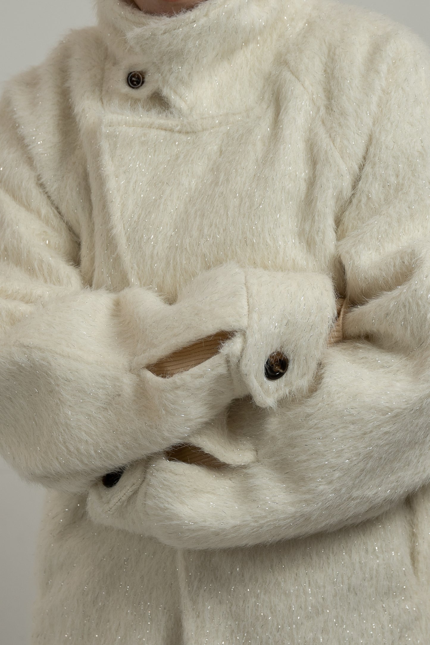 2way shaggy random button coat