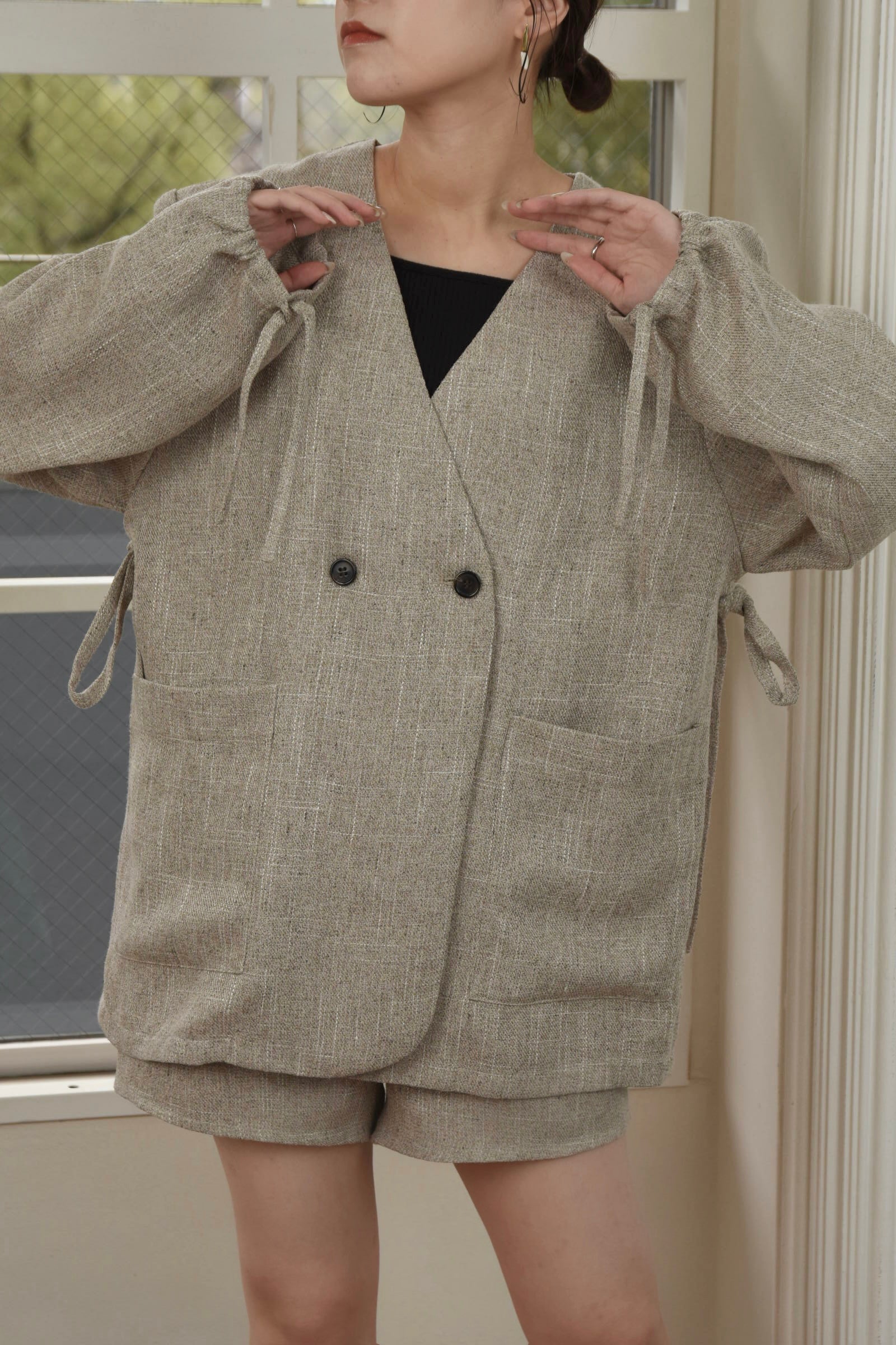 cuff ribbon tweed jacket – eim online（エイム オンライン）