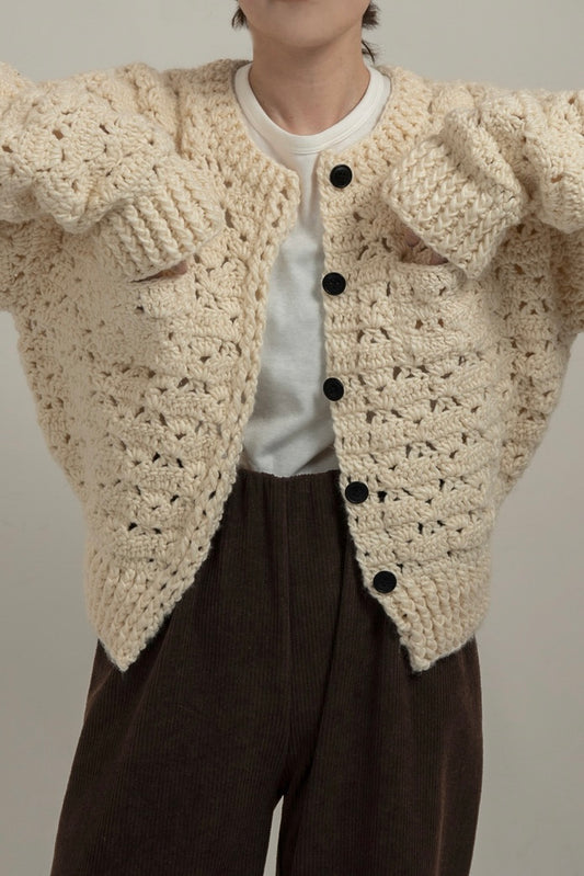 loose chunky handmade knit cardigan