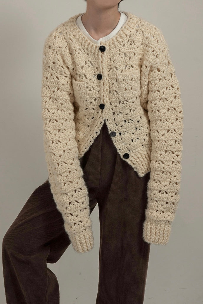 loose chunky handmade knit cardigan