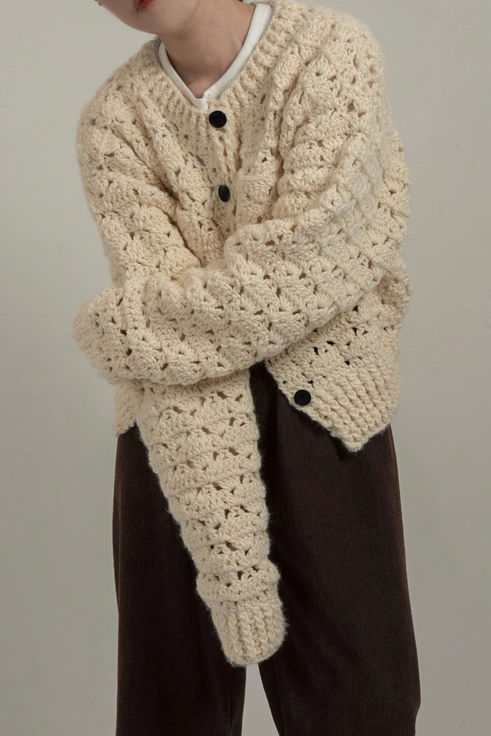 loose chunky handmade knit cardigan