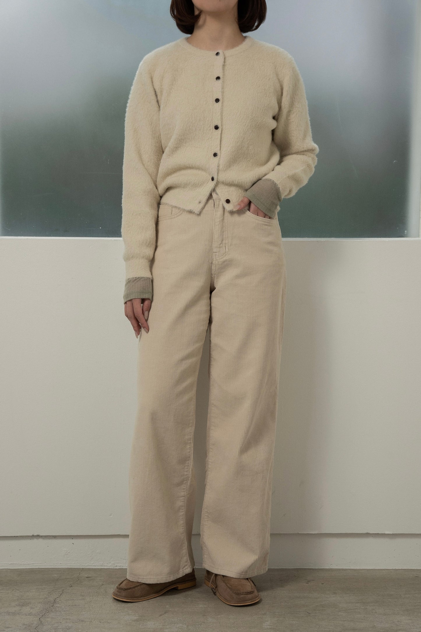 shaggy button point compact cardigan