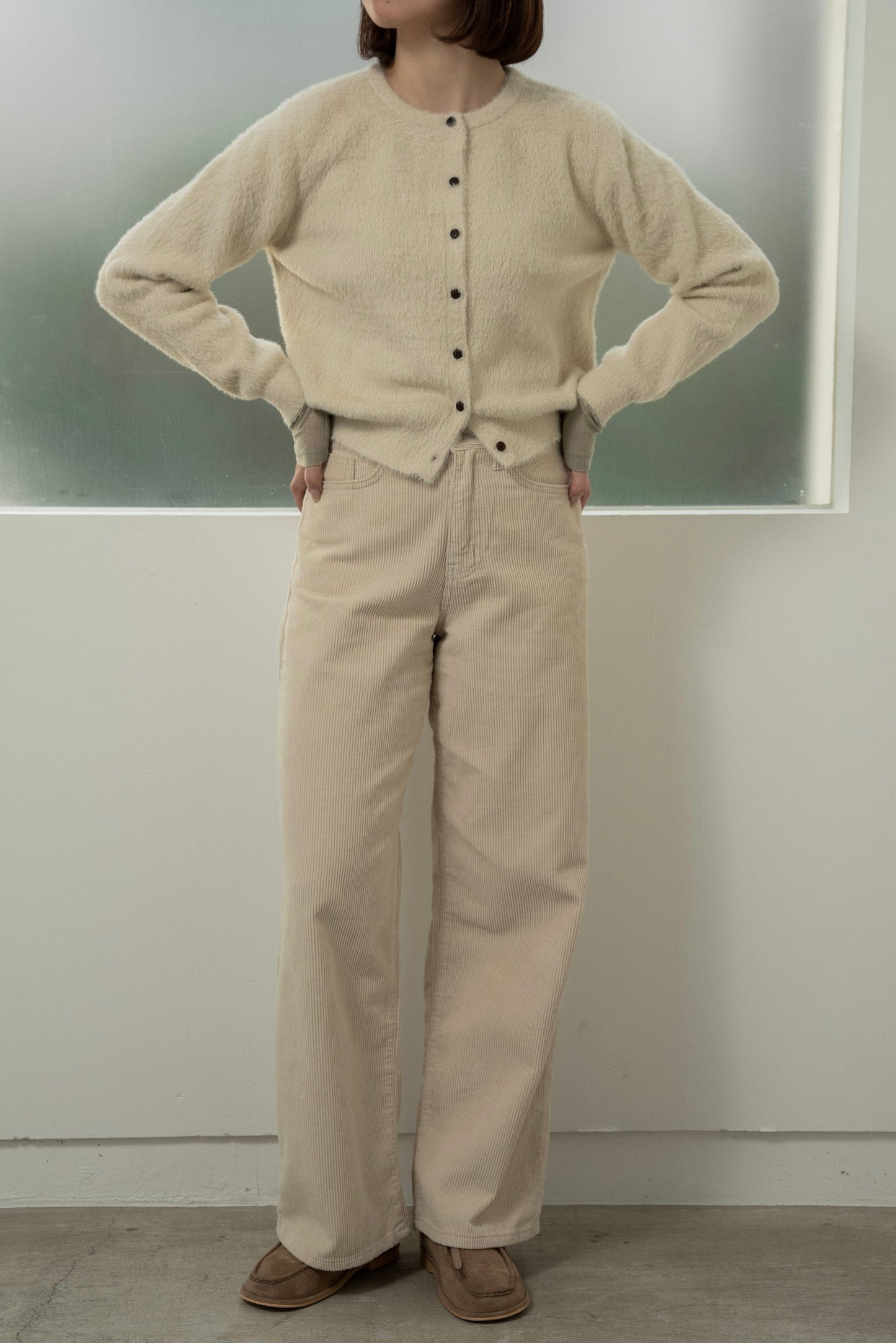 shaggy button point compact cardigan