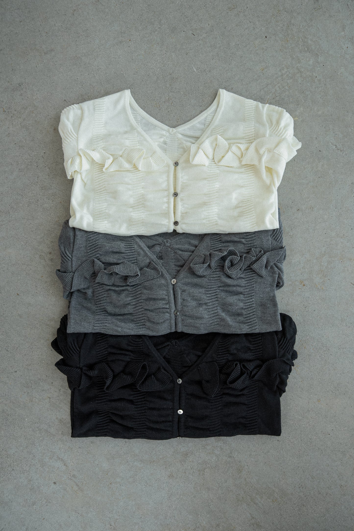 textured ruffle knit cardigan
