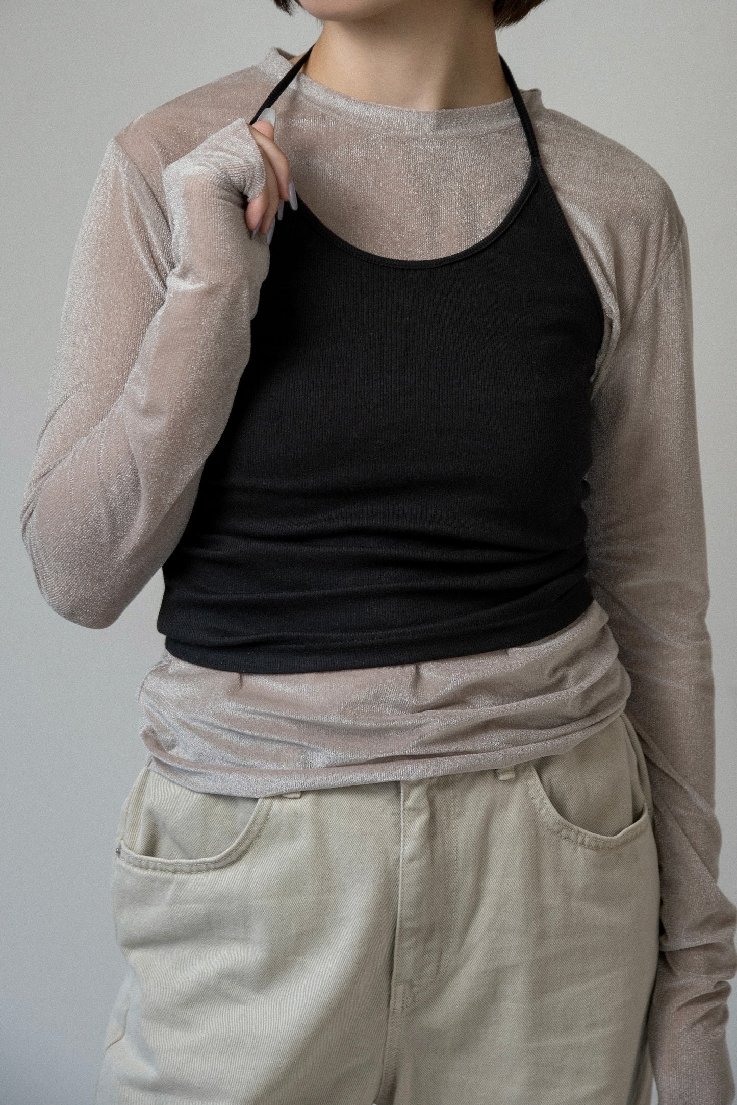 halter neck arrange cami tops