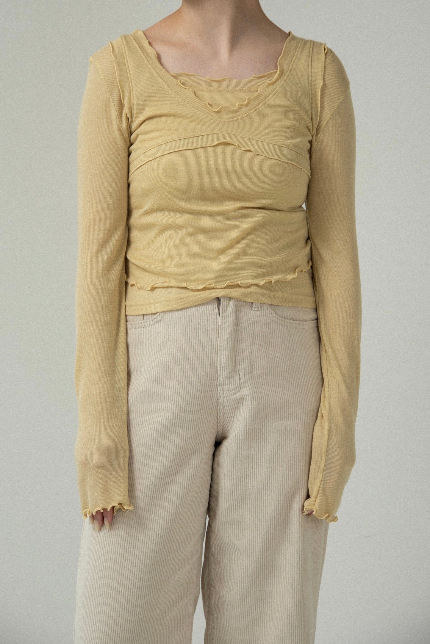 scoop neck mellow trim long sleeve t