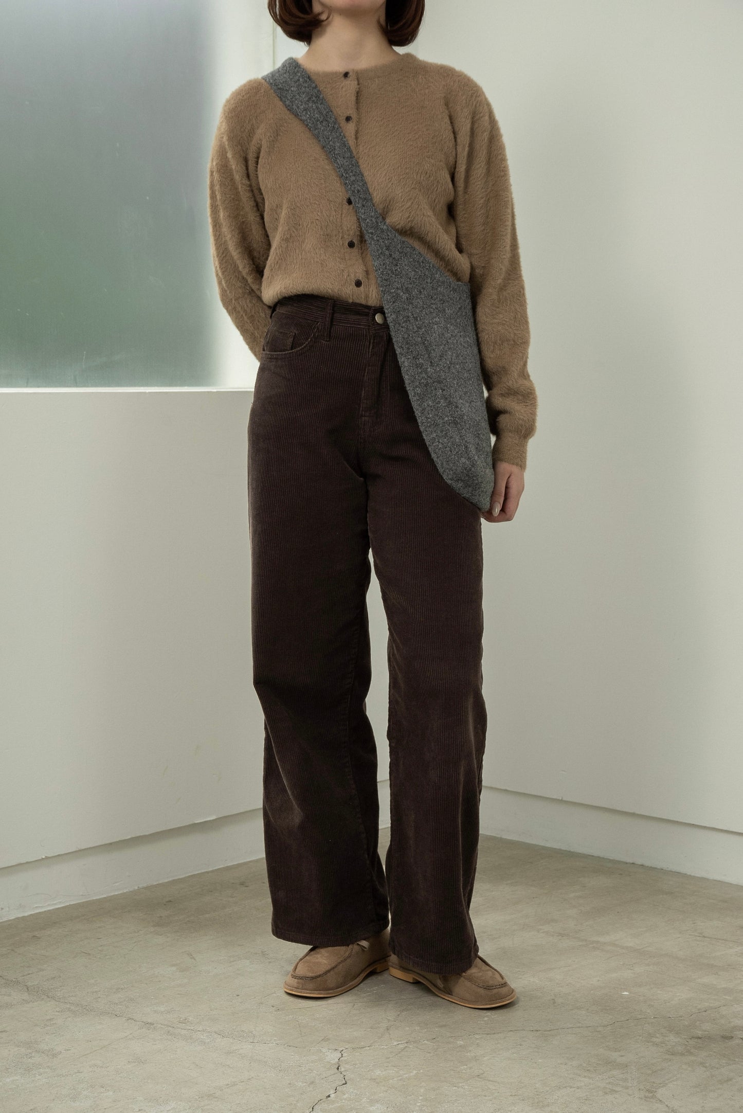 shaggy button point compact cardigan