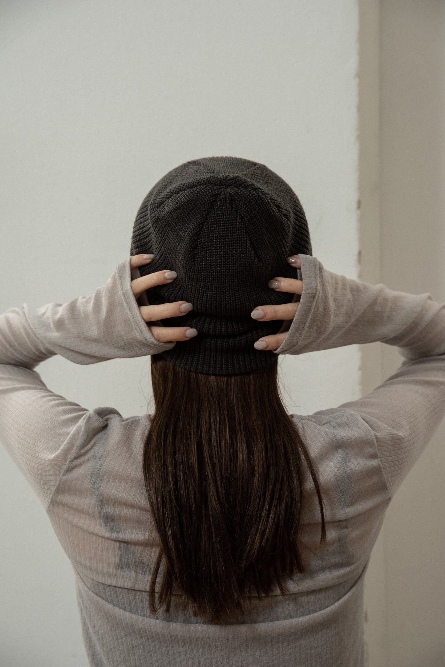 simple rib embroidery logo knit cap