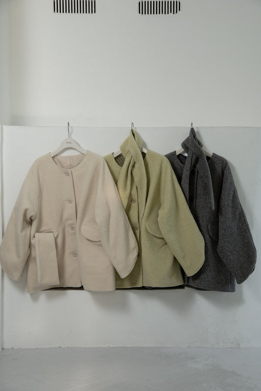muffler set sleeve cut coat
