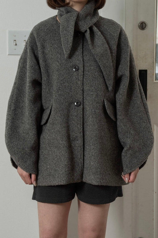 muffler set sleeve cut coat