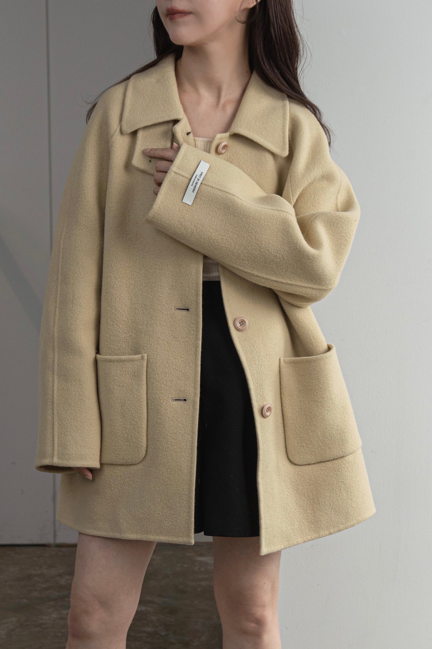 2way neck arrange handmade midi coat
