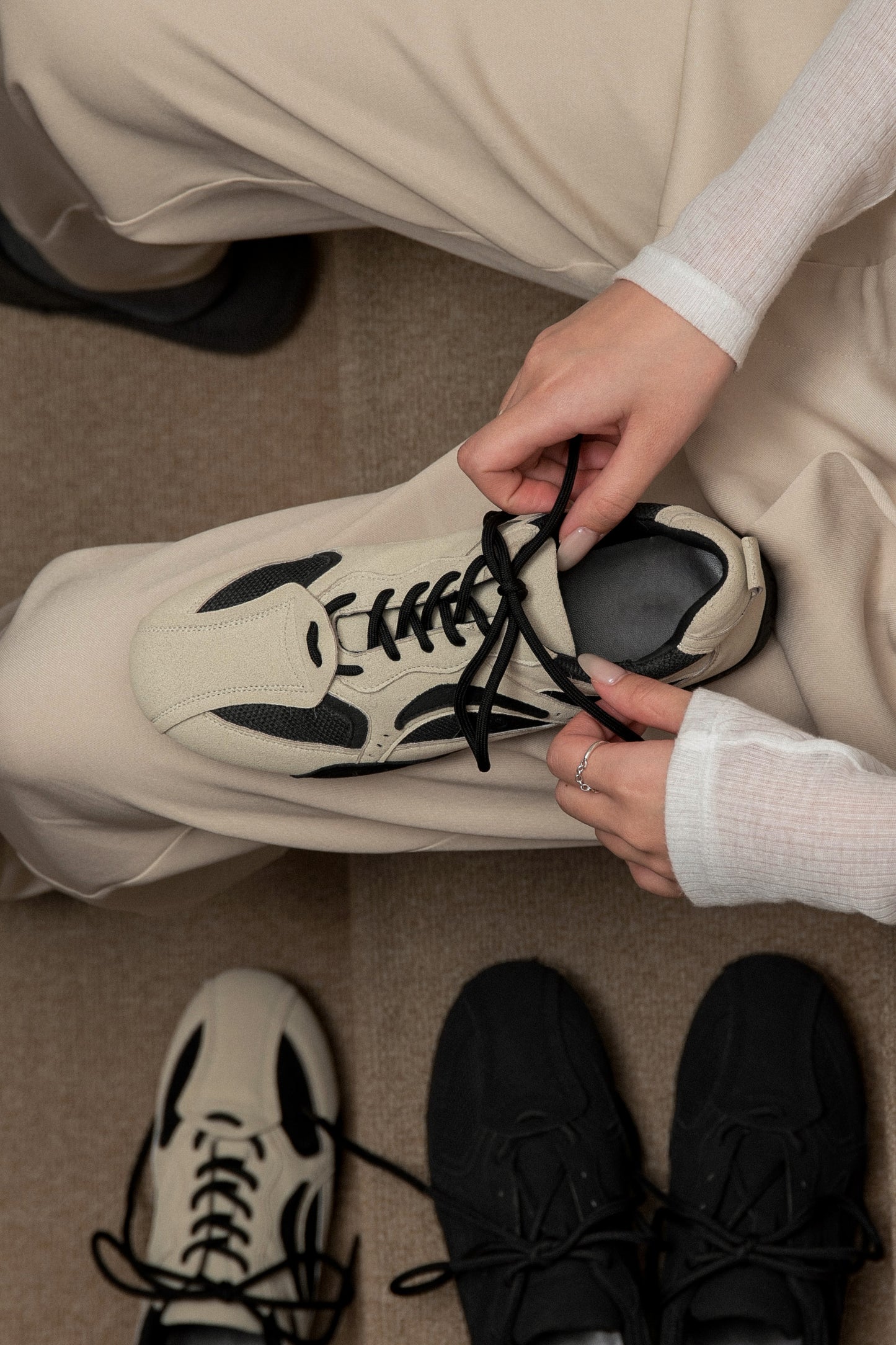 mesh different material flat sneaker