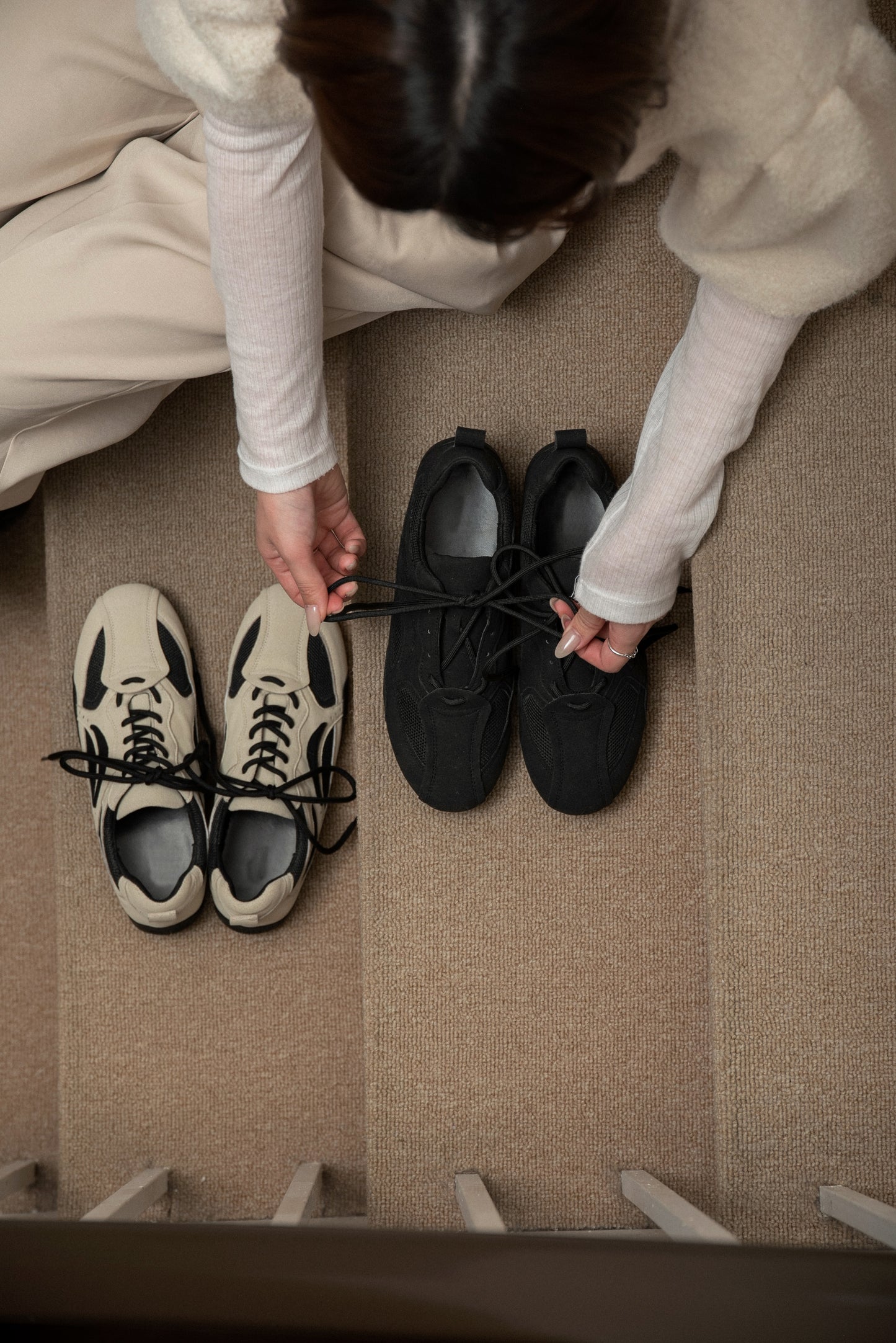 mesh different material flat sneaker